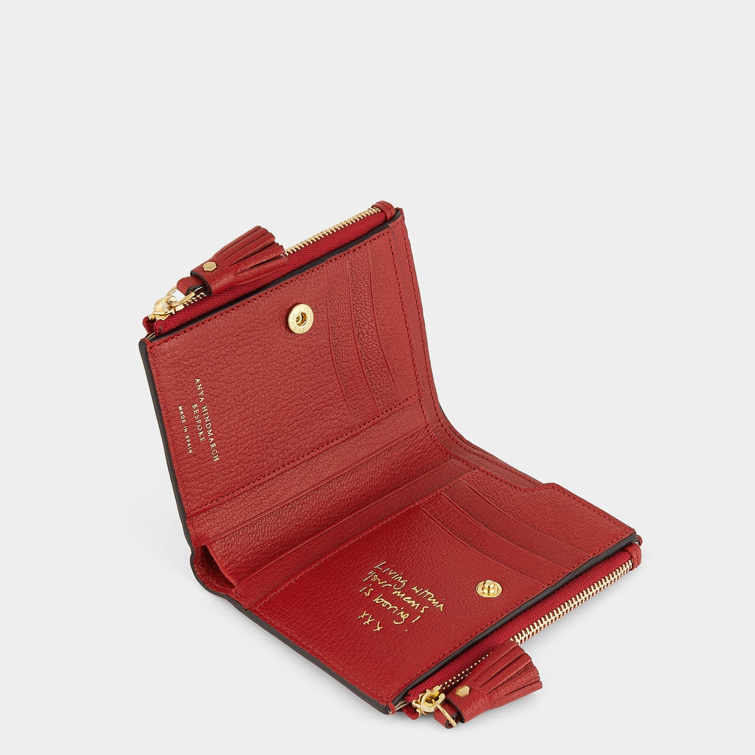 Small Double Zip Wallet -

          
            Capra Leather in Red -
          

          Anya Hindmarch US
