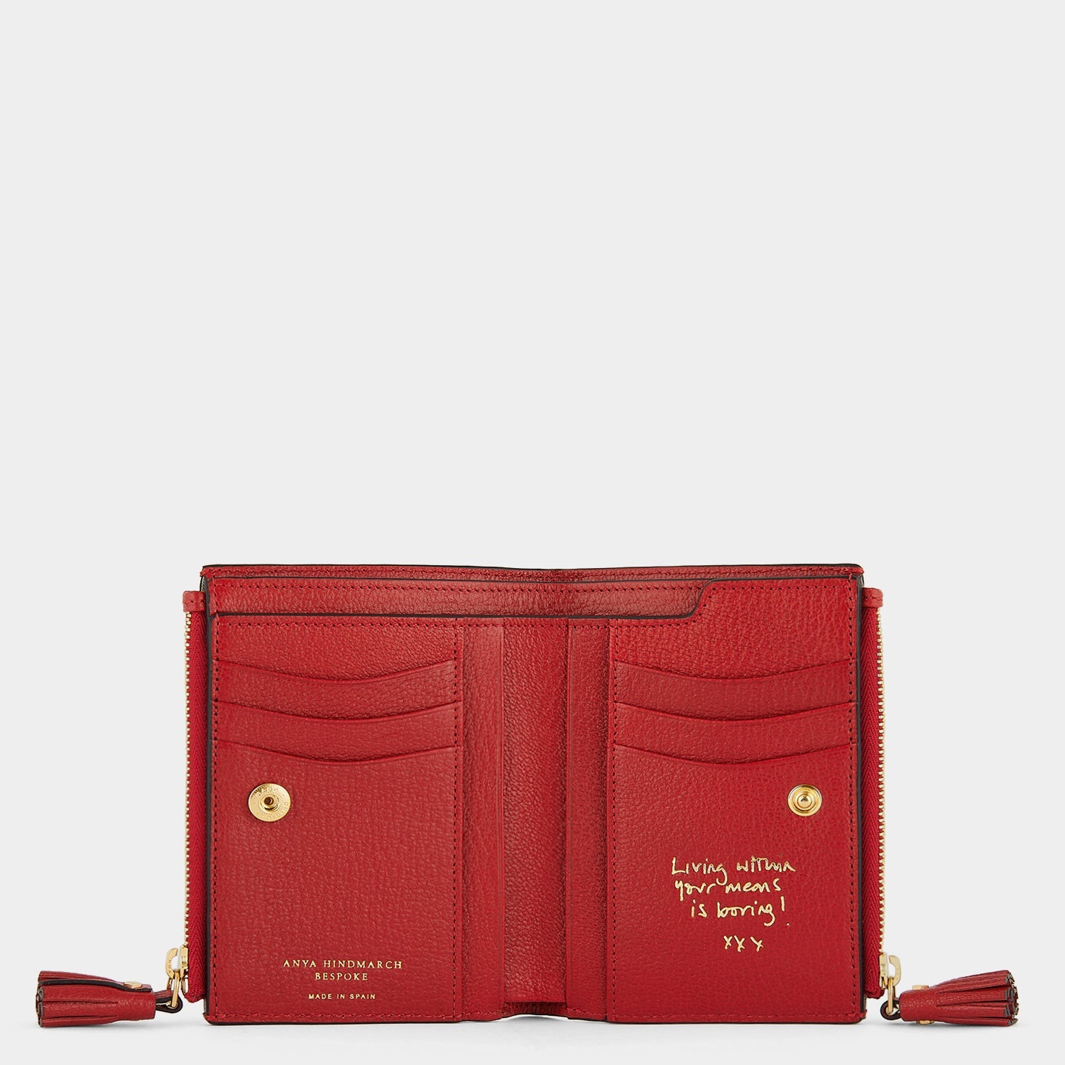 Small Double Zip Wallet -

          
            Capra Leather in Red -
          

          Anya Hindmarch US
