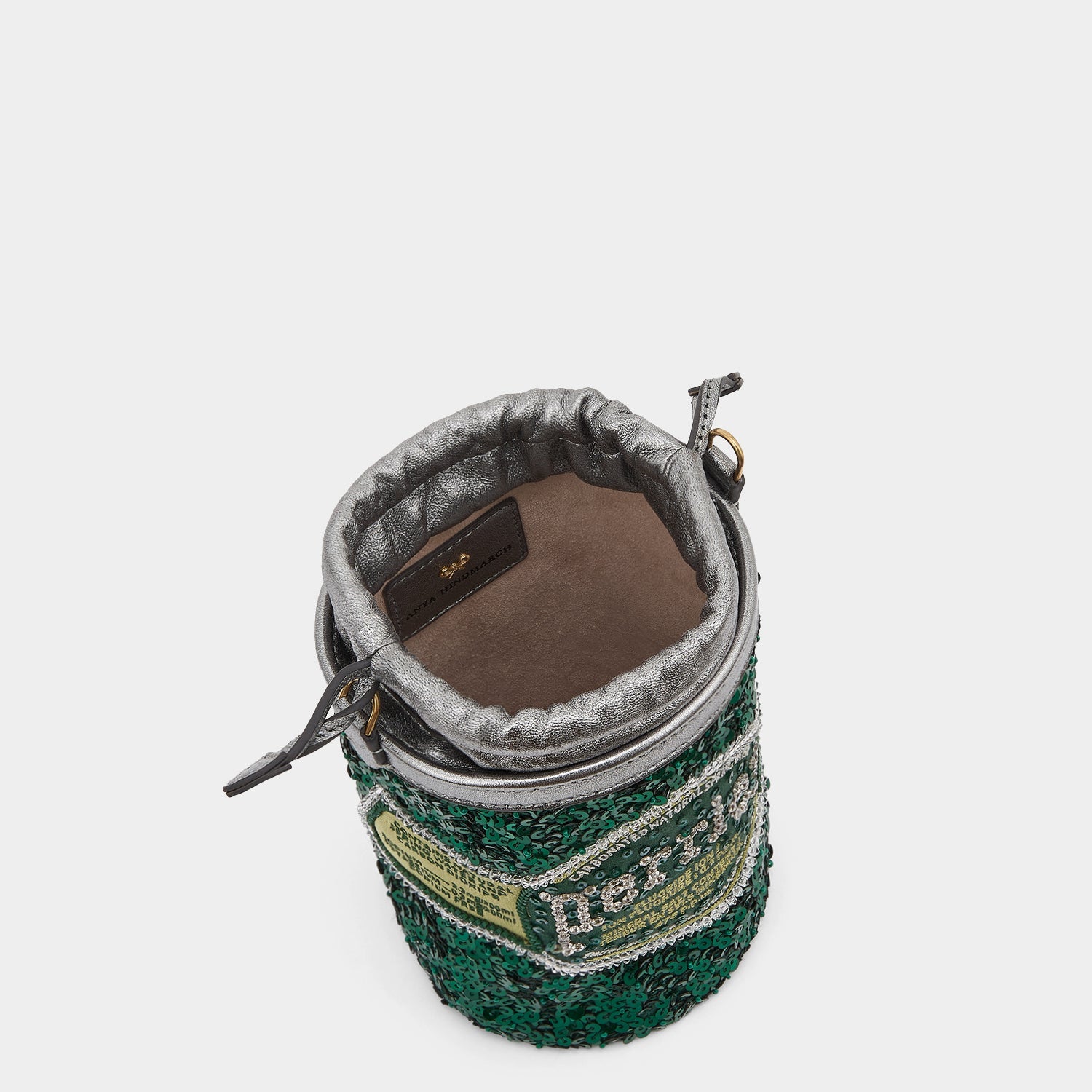Anya Brands Perrier Mini Bucket Bag Sequins in Bottle Green