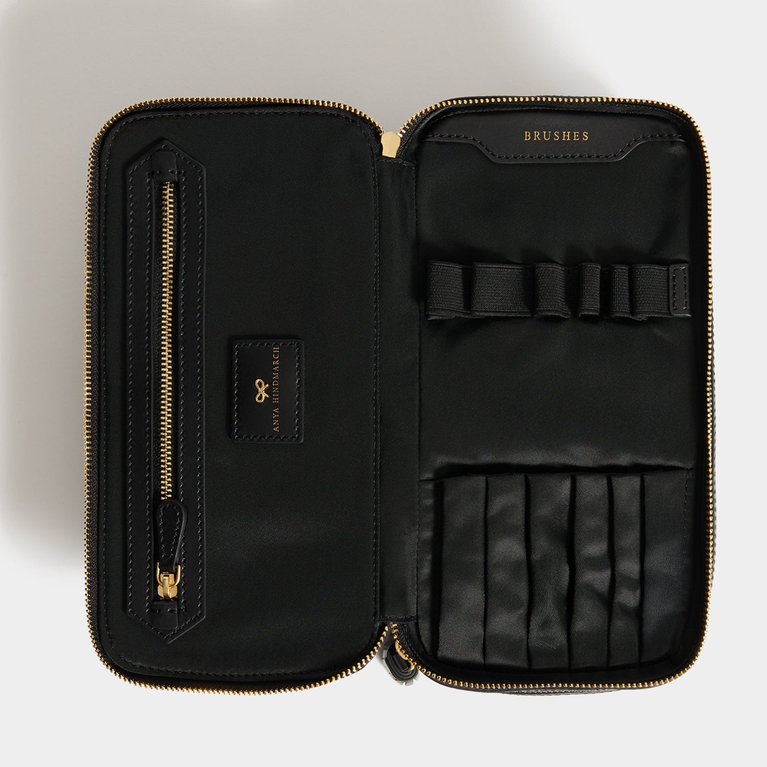 anya hindmarch travel makeup bag Logo Make-Up Pouch way zip top closure with tassel Interior Logo Make-Up Pouch | Anya