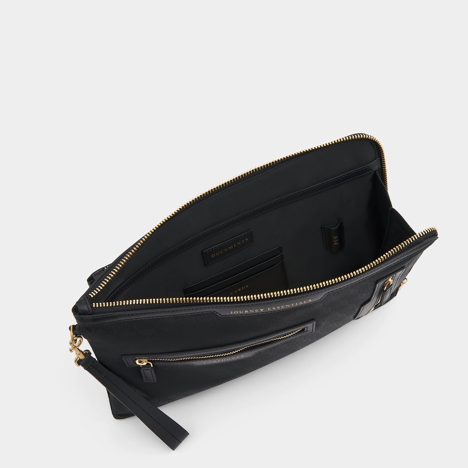 Logo Journey Essentials Pochette -

          
            Jacquard Nylon in Black -
          

          Anya Hindmarch US
