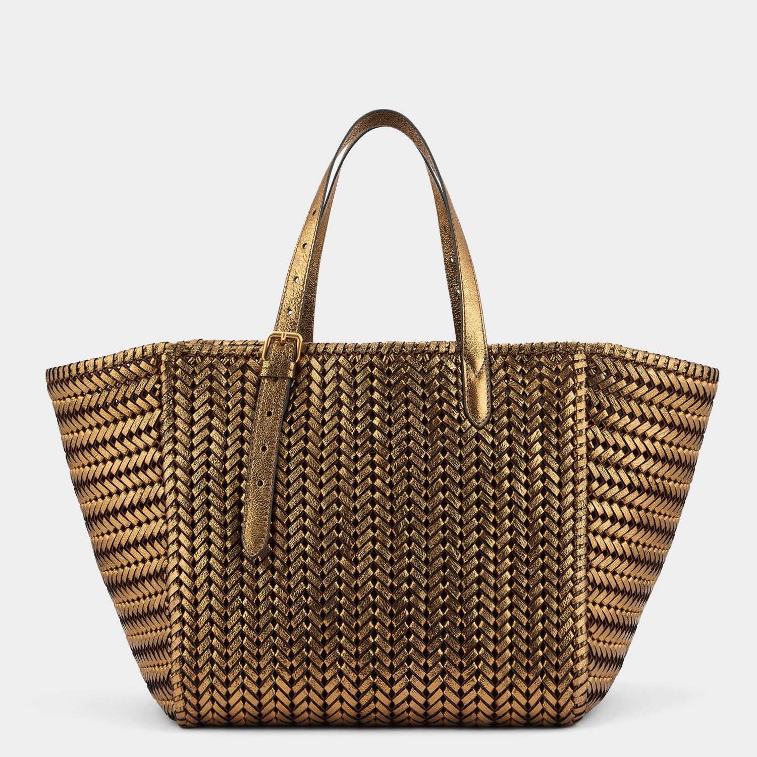 Neeson Square Tote -

                  
                    Metallic Leather in Bronze -
                  

                  Anya Hindmarch US
