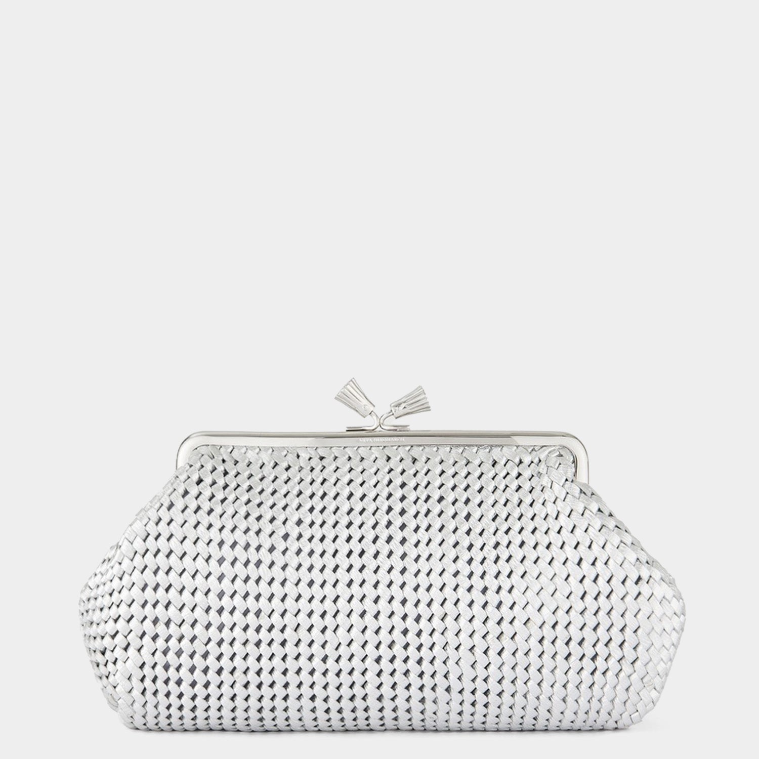 Large Maud Plaited Clutch -

                  
                    Capra Leather in Silver -
                  

                  Anya Hindmarch US
