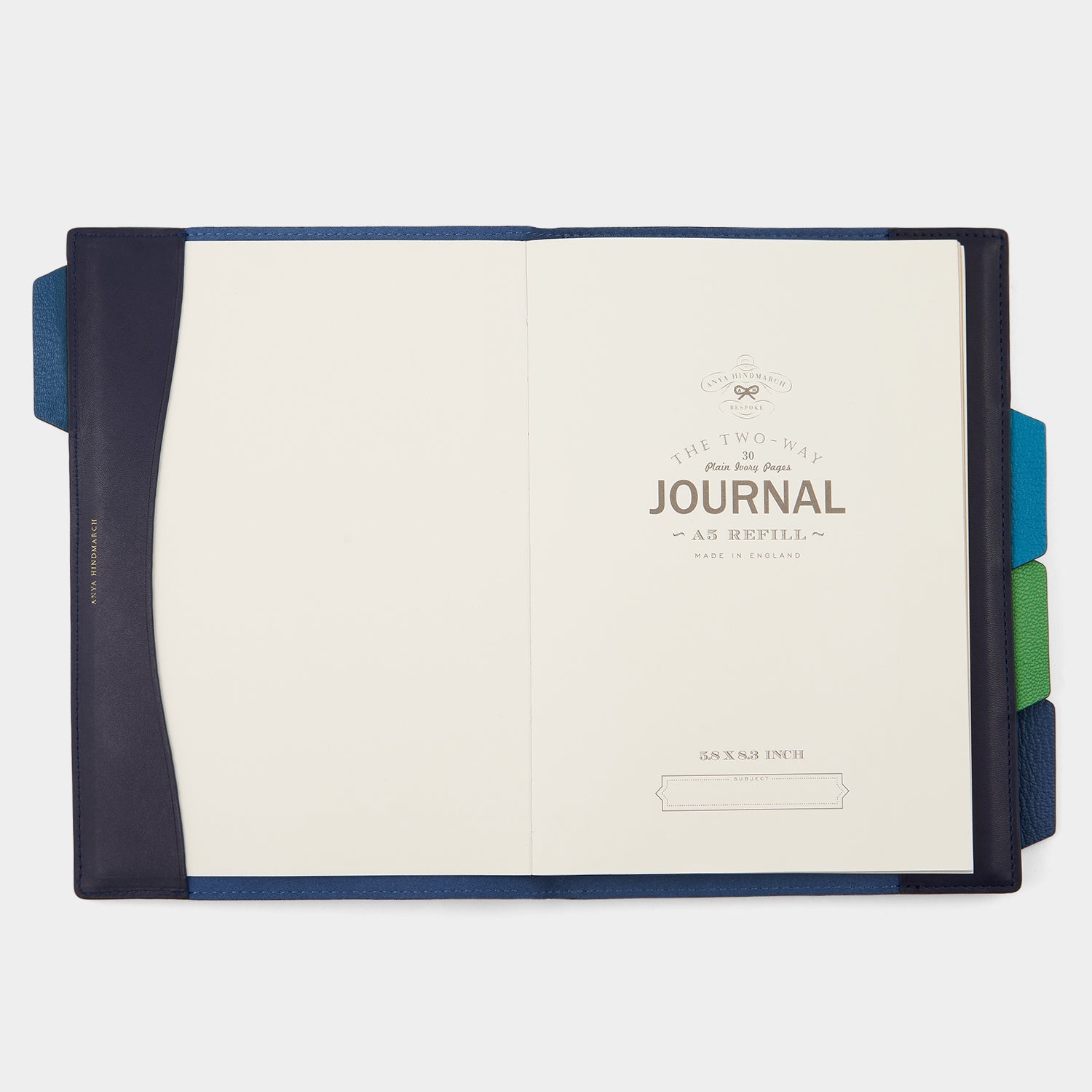 Home Work A5 Two Way Journal -

                  
                    Polished Leather in Ink -
                  

                  Anya Hindmarch US

