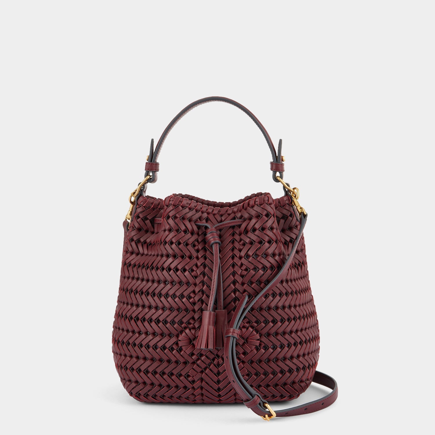 Neeson Small Drawstring -

                  
                    Calf Leather in Medium Red -
                  

                  Anya Hindmarch US

