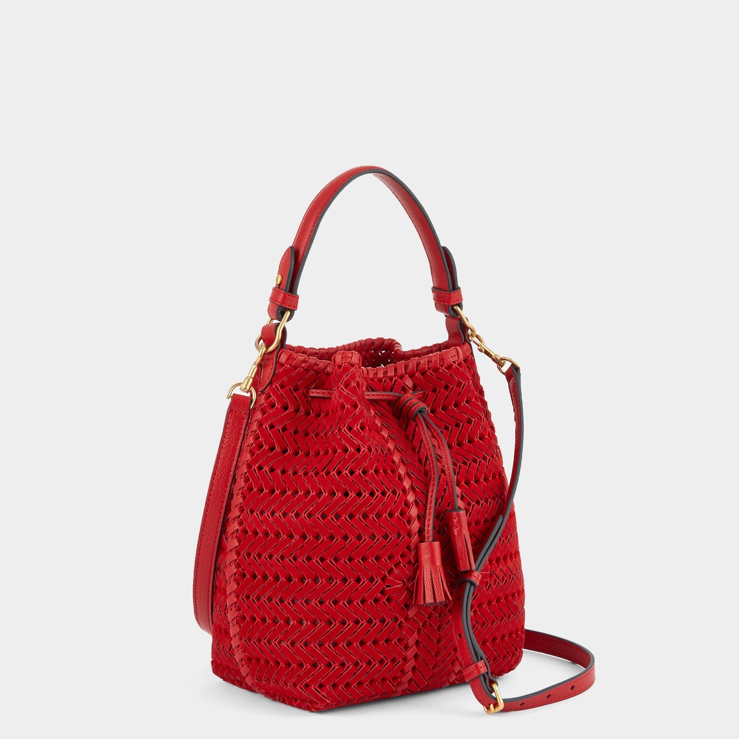 Neeson Small Drawstring -

                  
                    Nubuck Leather in Red -
                  

                  Anya Hindmarch US
