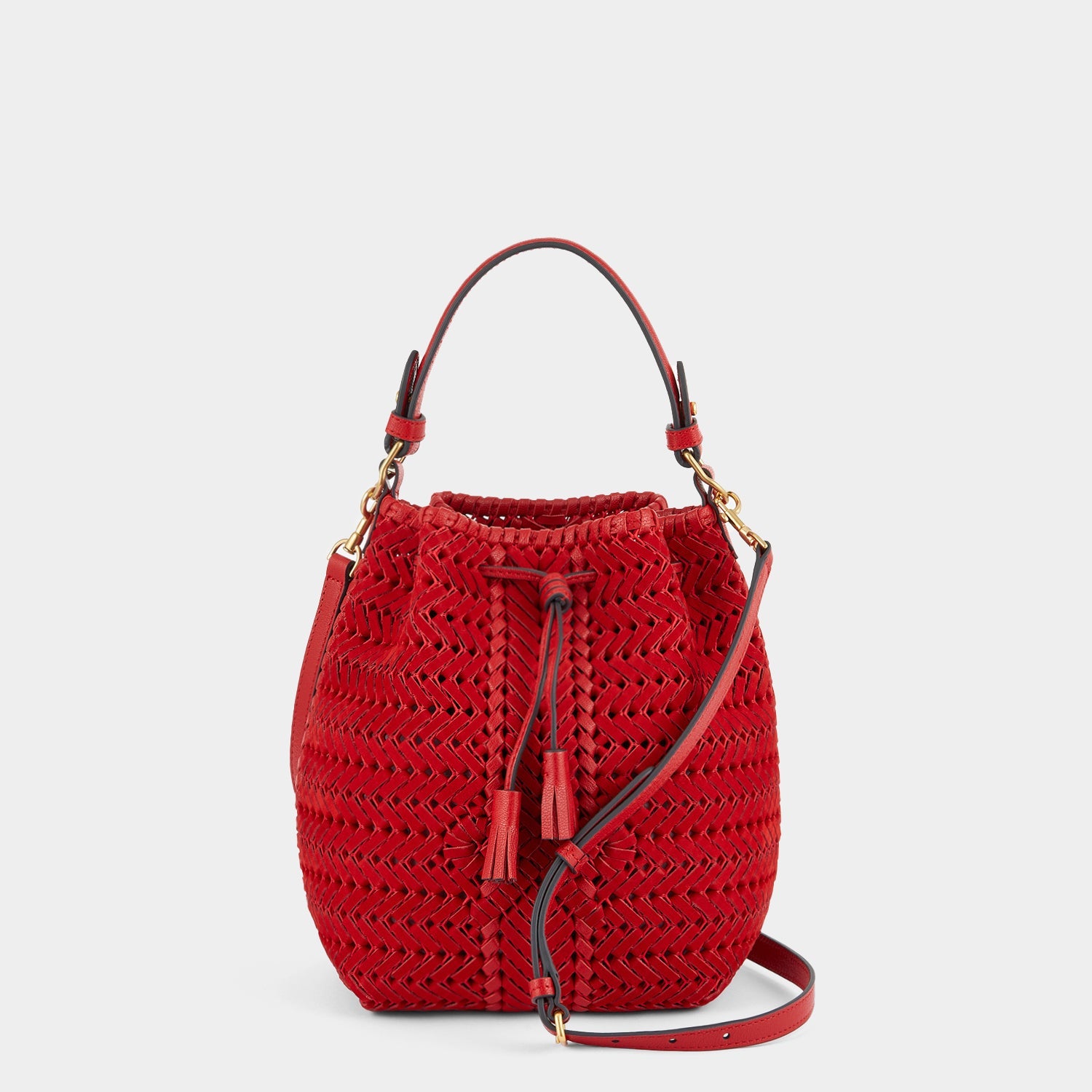 Neeson Small Drawstring -

                  
                    Nubuck Leather in Red -
                  

                  Anya Hindmarch US

