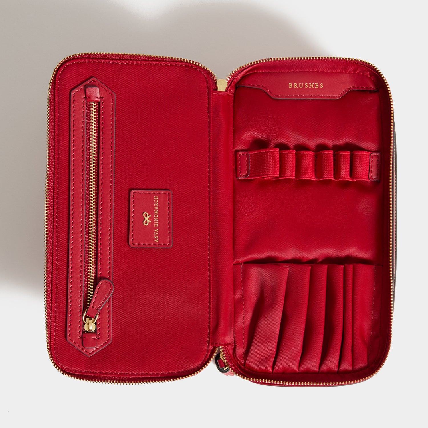 Logo Make-Up Pouch -

          
            Jacquard Nylon Up in Red -
          

          Anya Hindmarch US
