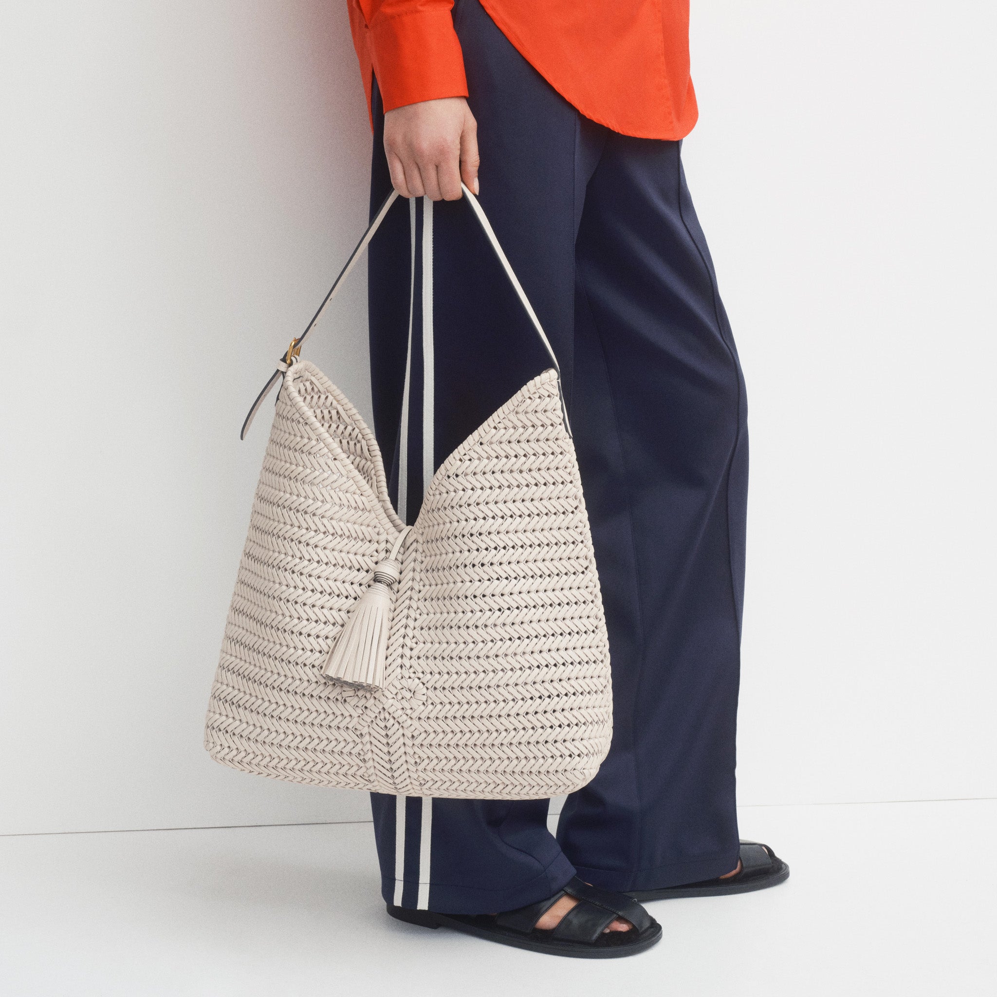 Neeson Tassel Hobo Bag -

          
            Capra Leather in Chalk -
          

          Anya Hindmarch US
