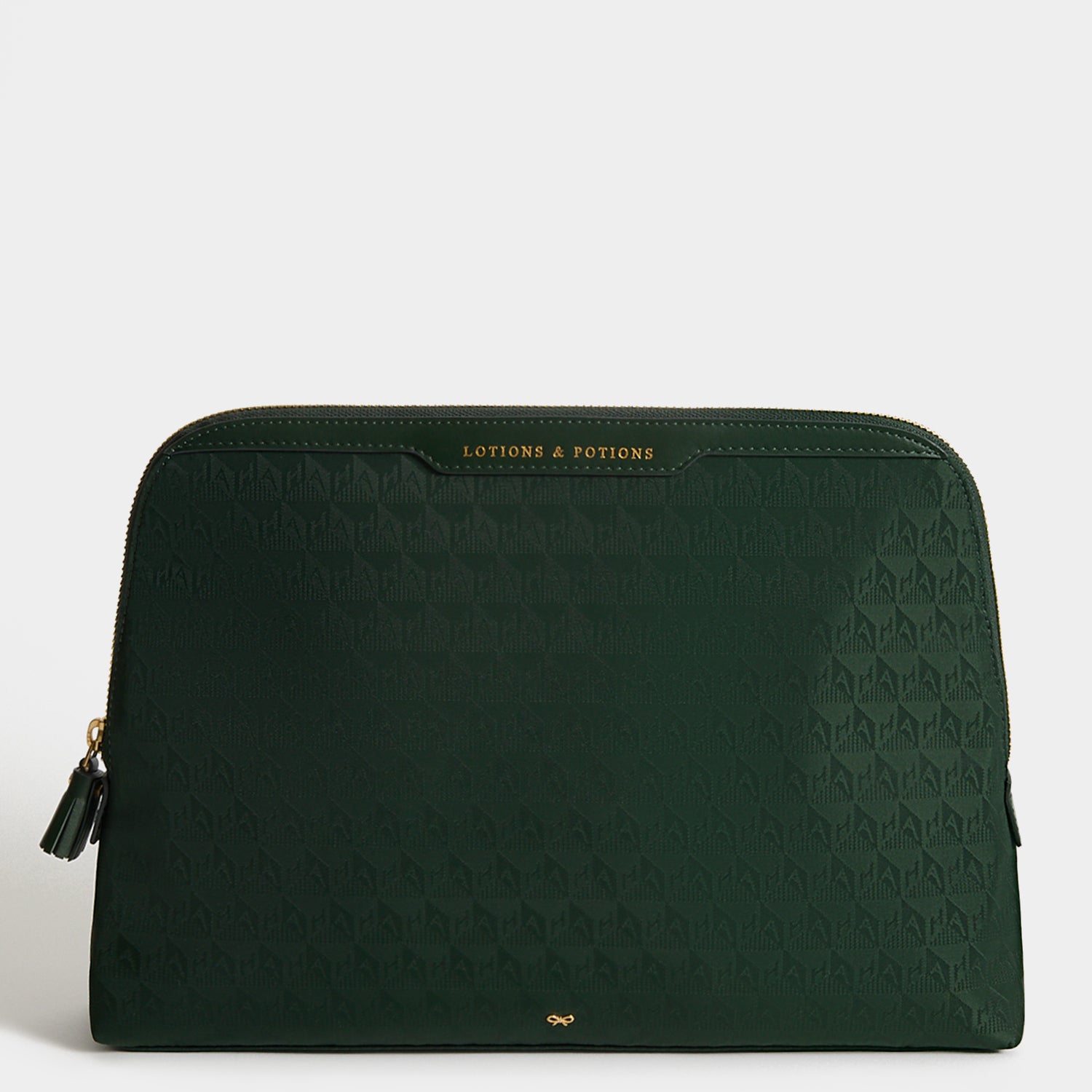 Logo Lotions and Potions Pouch -

          
            Jacquard Nylon in Dark Holly -
          

          Anya Hindmarch US
