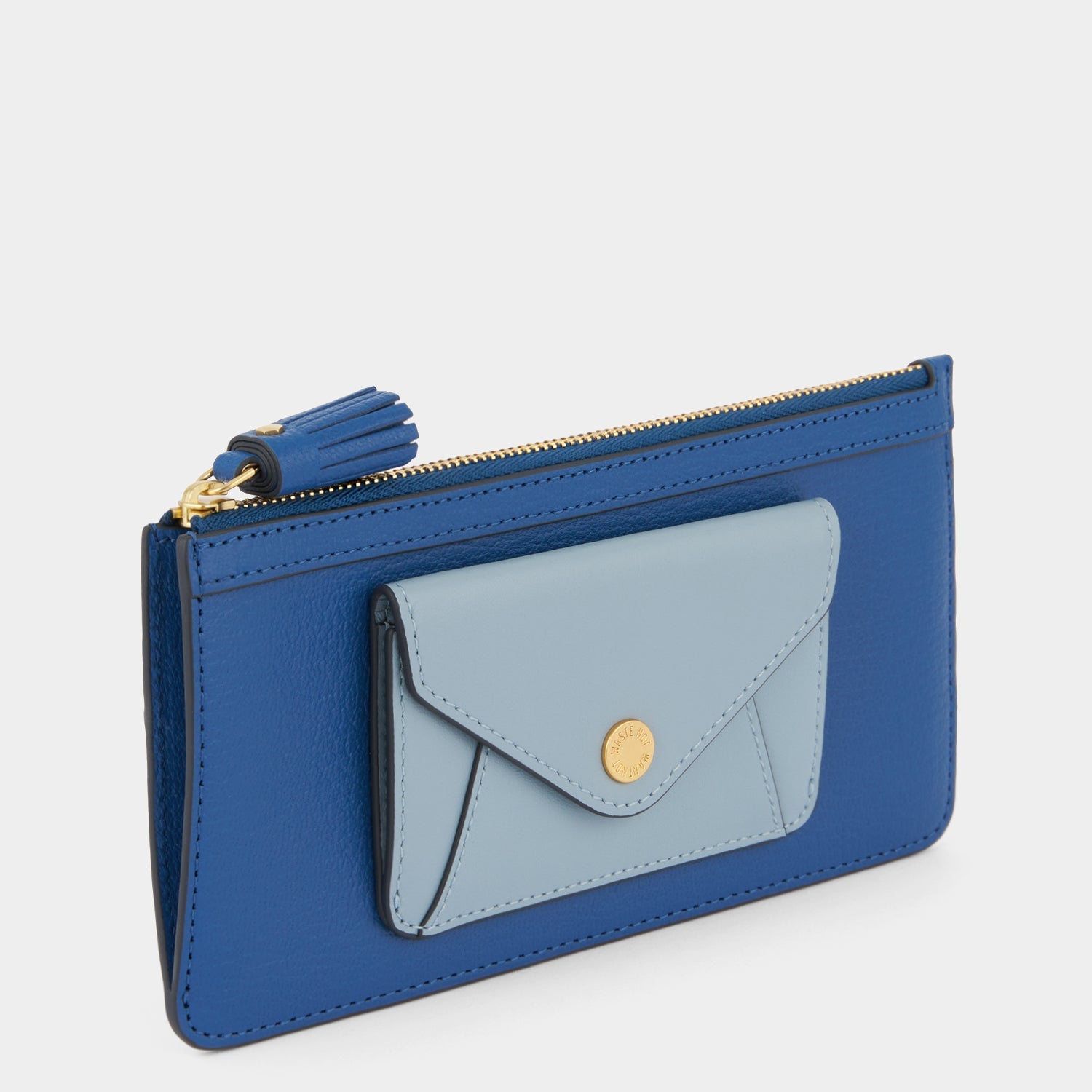 Envelope Slim Zip Wallet -

          
            Capra Leather in Blueberry -
          

          Anya Hindmarch US
