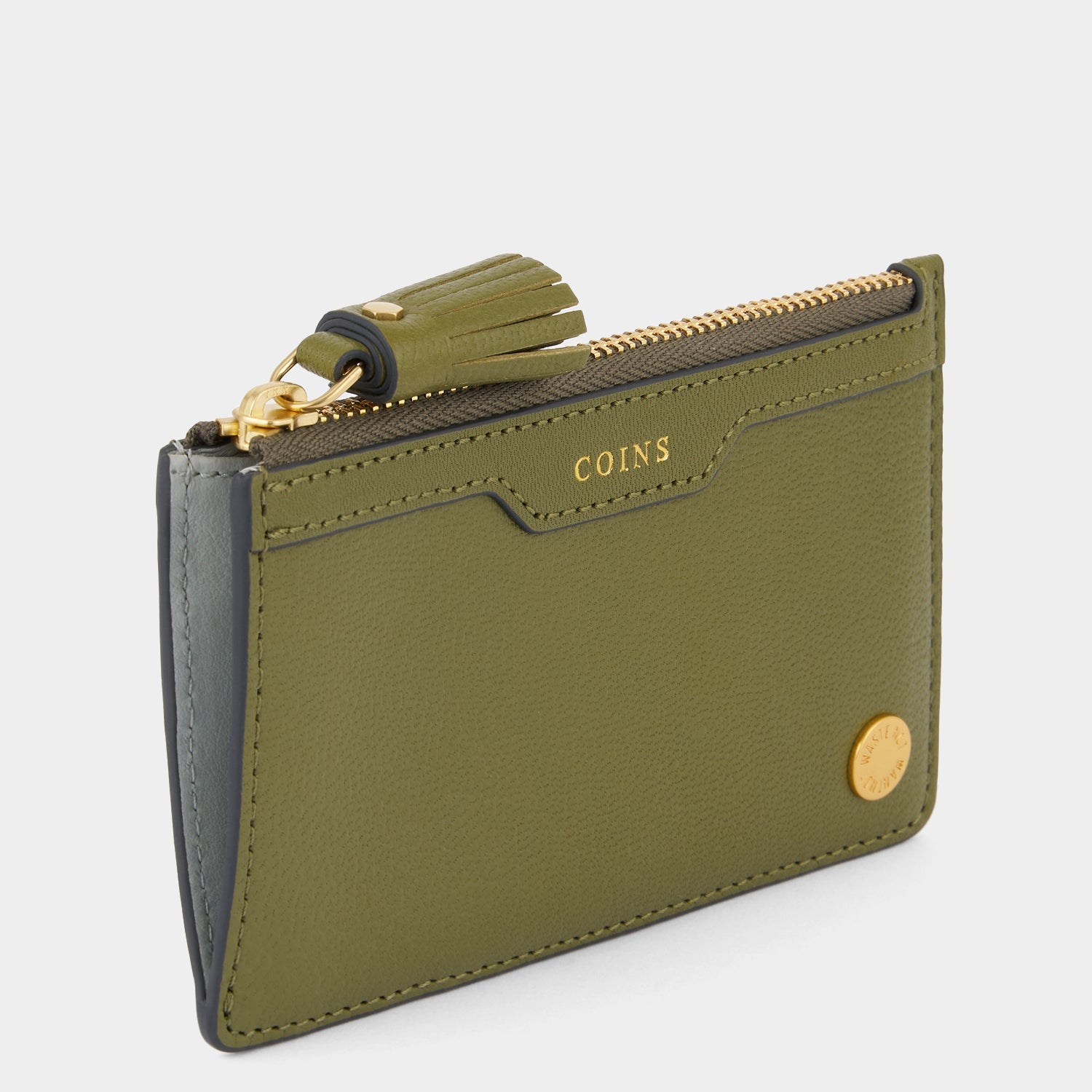 Zipped Card Case -

          
            Capra Leather in Light Olive -
          

          Anya Hindmarch US
