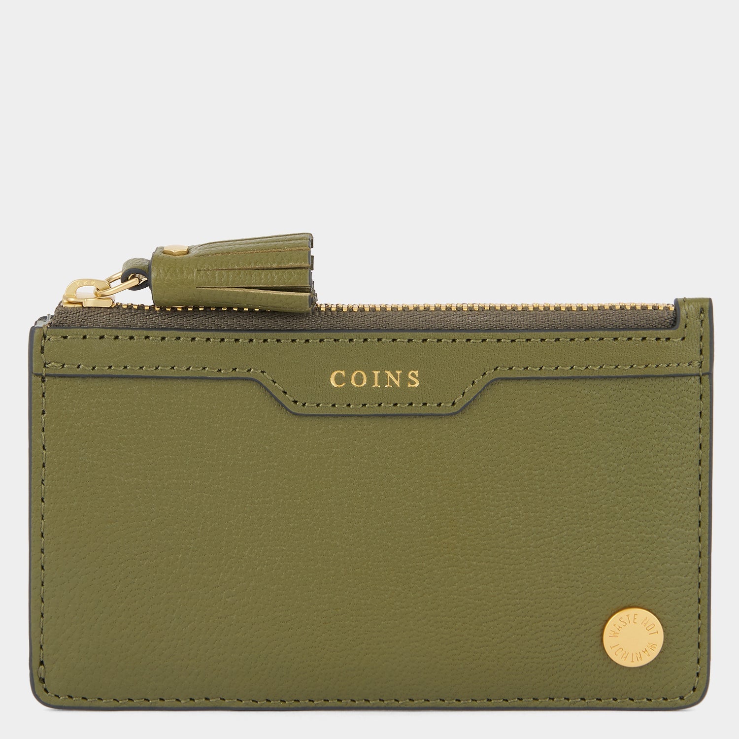 Zipped Card Case -

          
            Capra Leather in Light Olive -
          

          Anya Hindmarch US
