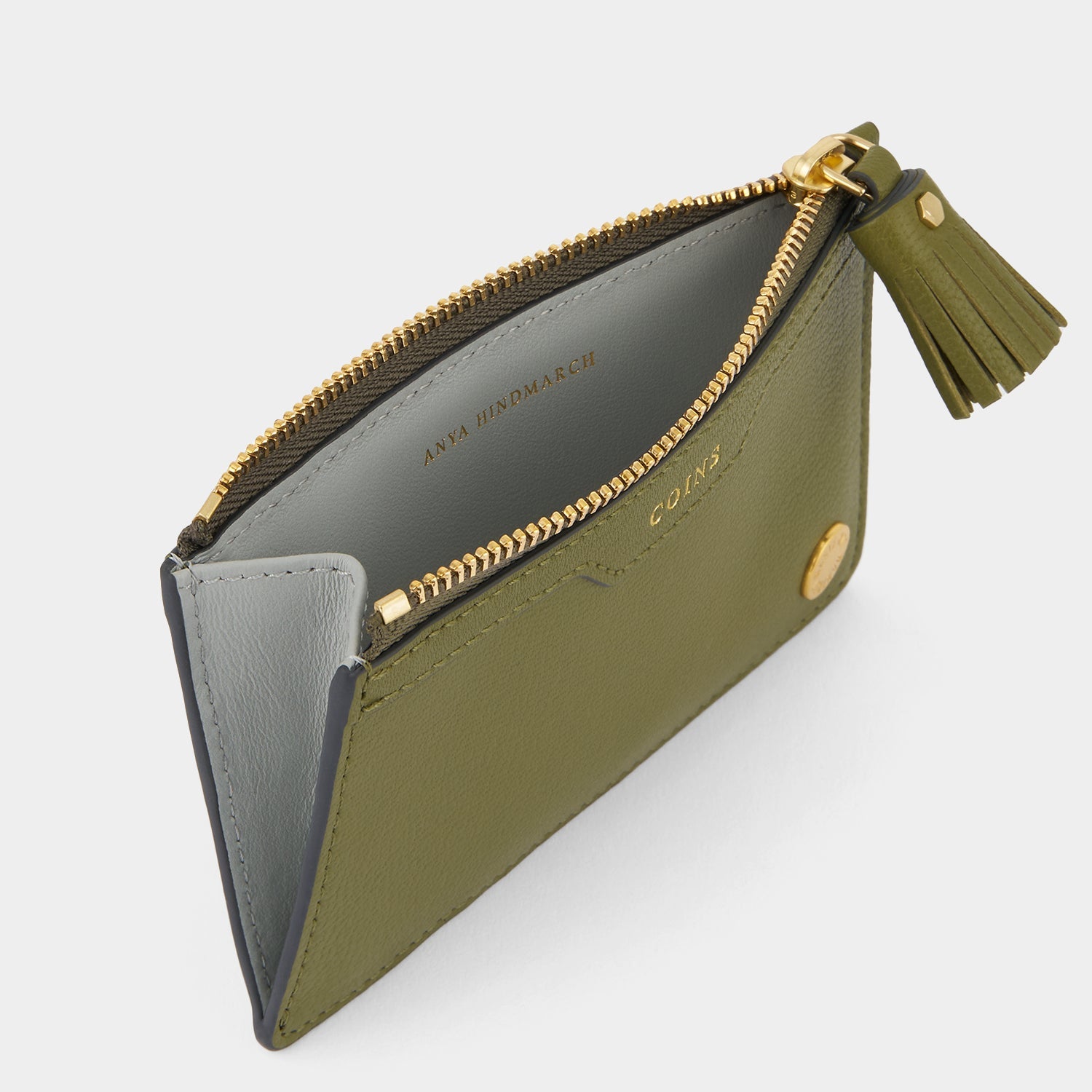 Zipped Card Case -

          
            Capra Leather in Light Olive -
          

          Anya Hindmarch US
