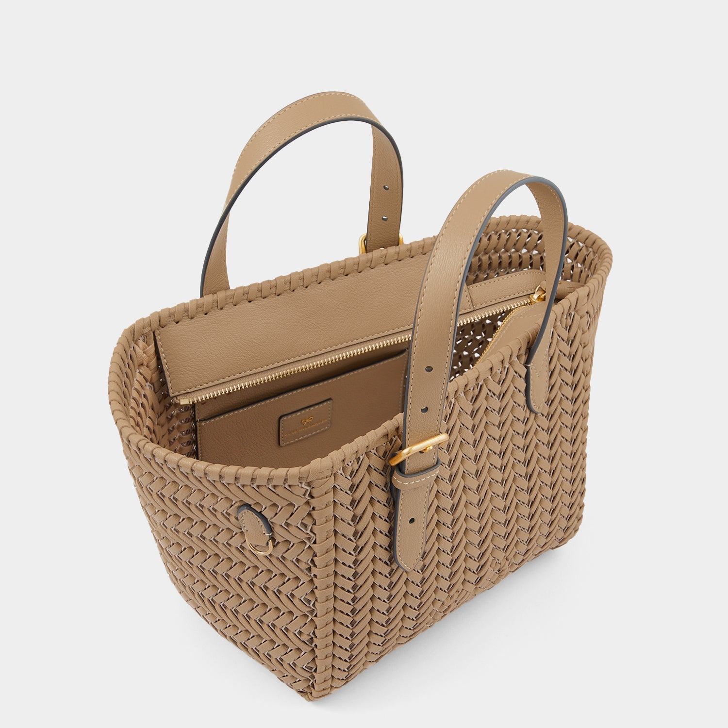 Neeson Small Square Tote -

          
            Capra Leather in Sand -
          

          Anya Hindmarch US
