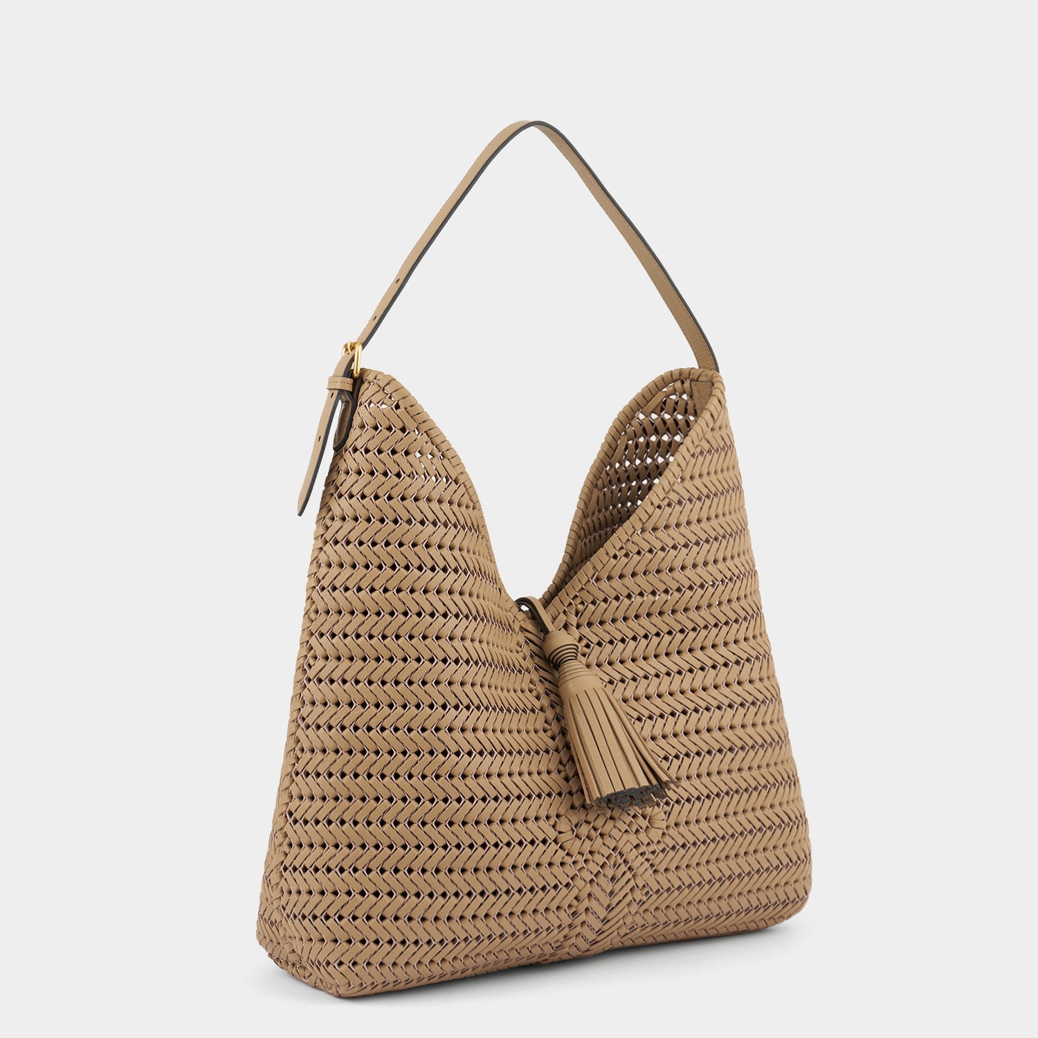 Neeson Tassel Hobo Bag -

          
            Capra Leather in Sand -
          

          Anya Hindmarch US
