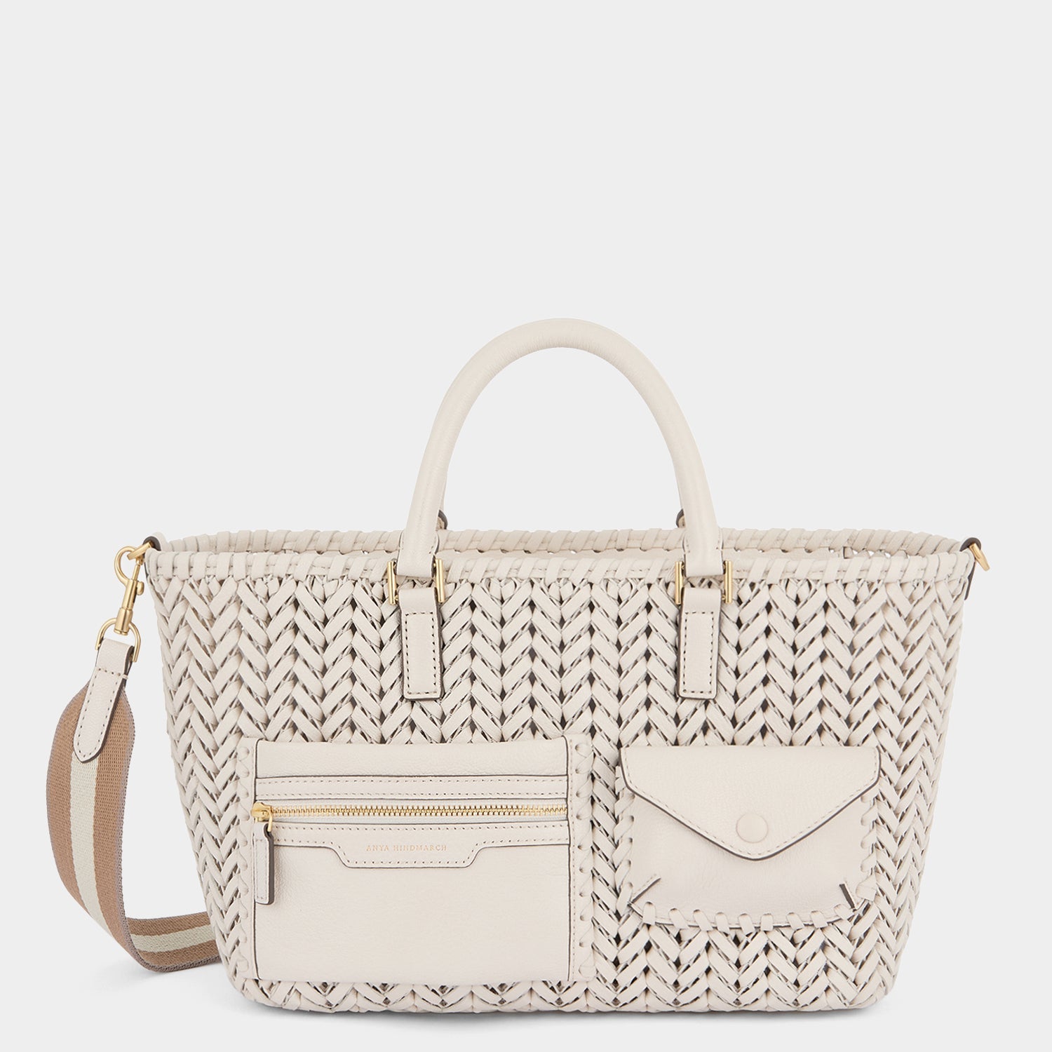 Neeson Pocket Small Cross-body Tote -

          
            Capra Leather in Chalk -
          

          Anya Hindmarch US
