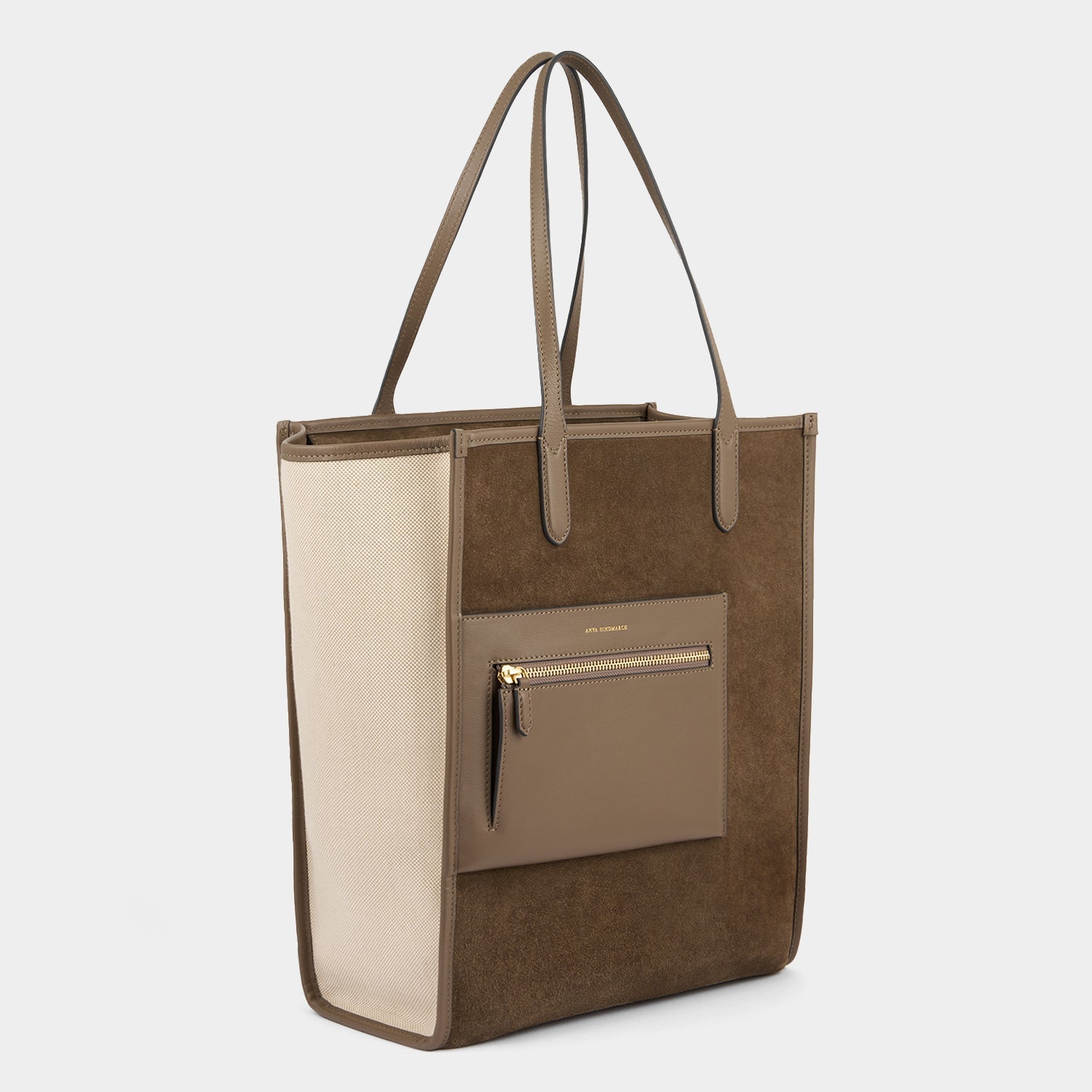 N/S Pocket Tote -

          
            Suede in Pebble -
          

          Anya Hindmarch US
