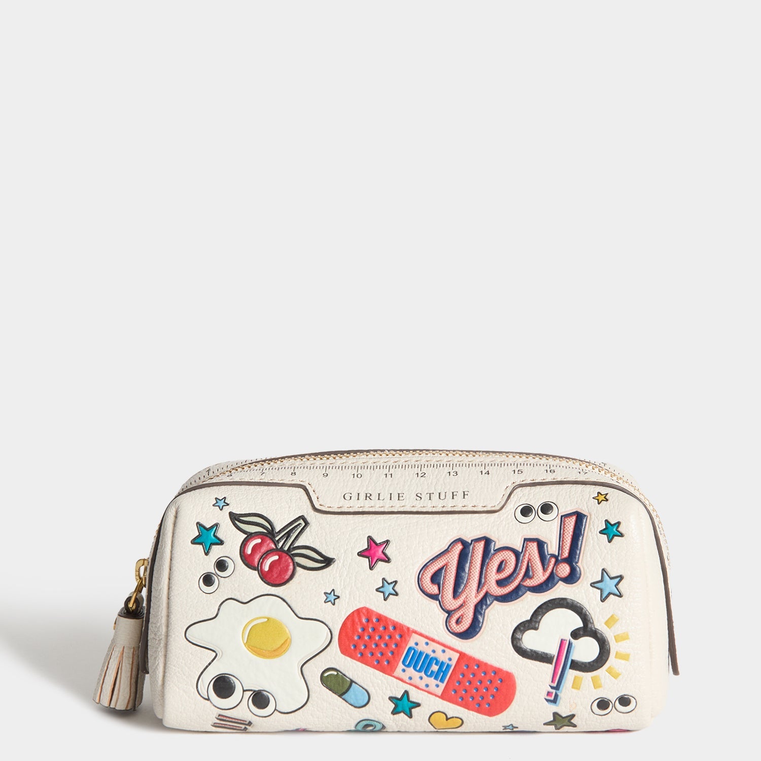 All Over Stickers Girlie Stuff Pouch -

          
            Capra Leather in Chalk -
          

          Anya Hindmarch US
