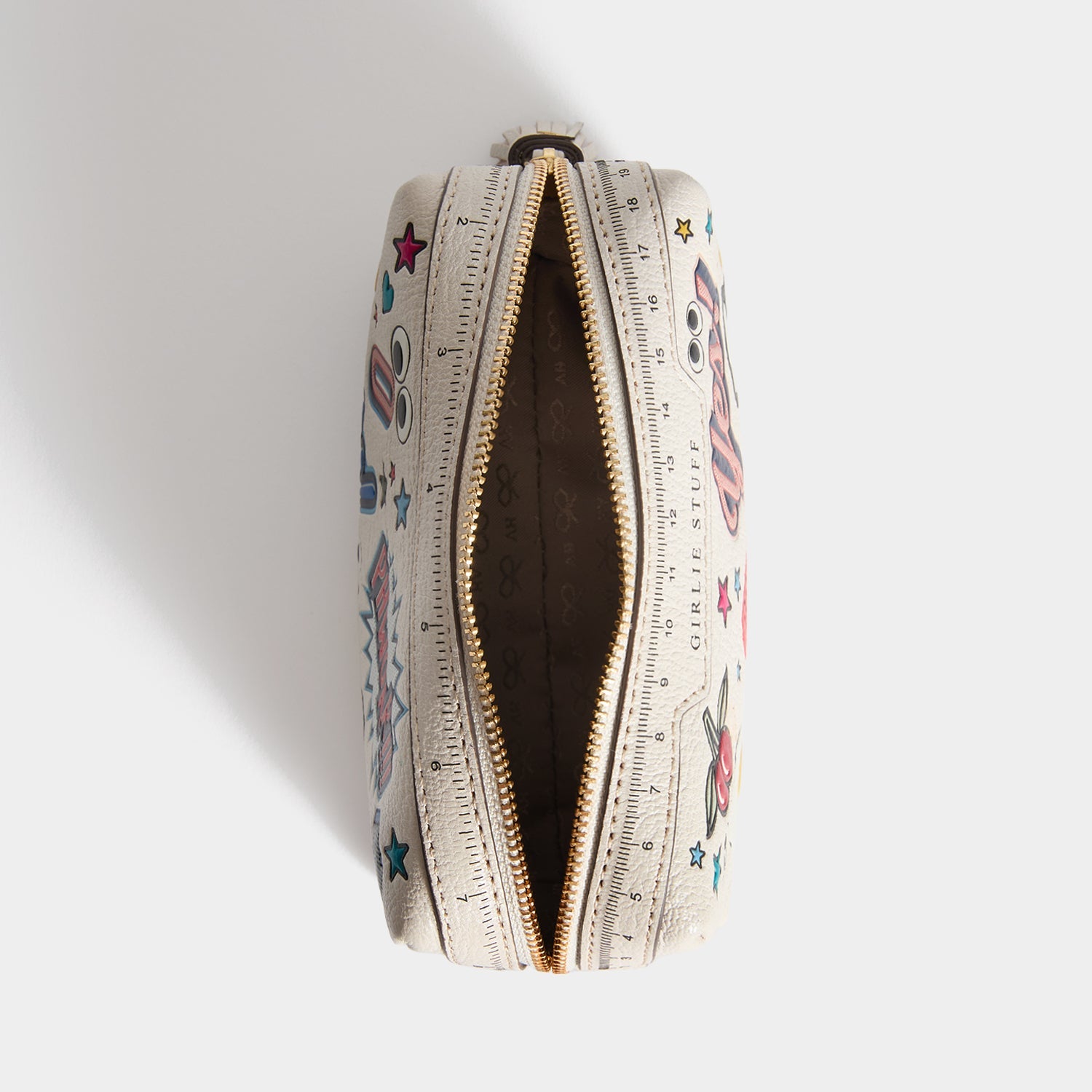 All Over Stickers Girlie Stuff Pouch -

          
            Capra Leather in Chalk -
          

          Anya Hindmarch US
