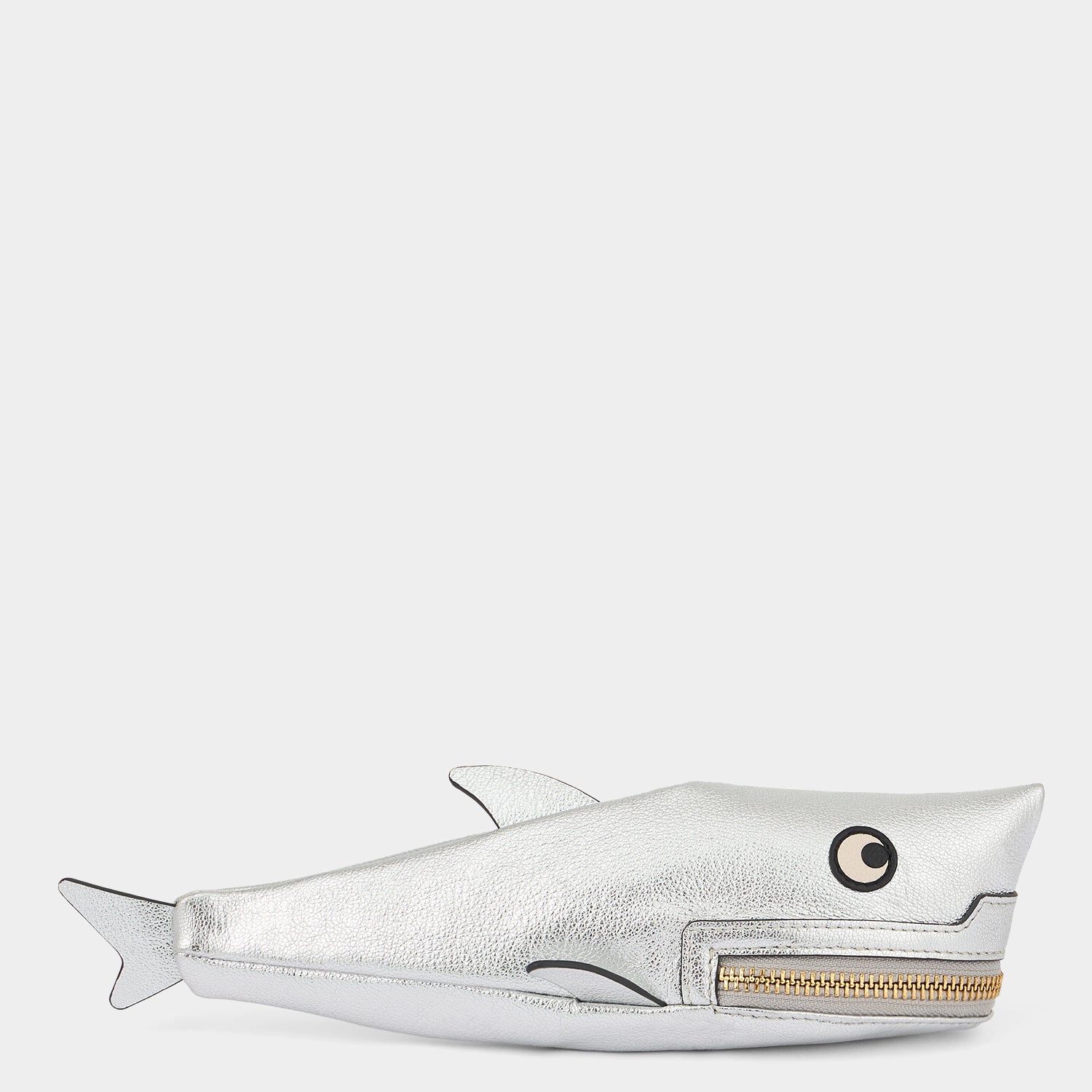 Shark Pencil Case -

          
            Capra Leather in Metallic Silver -
          

          Anya Hindmarch US
