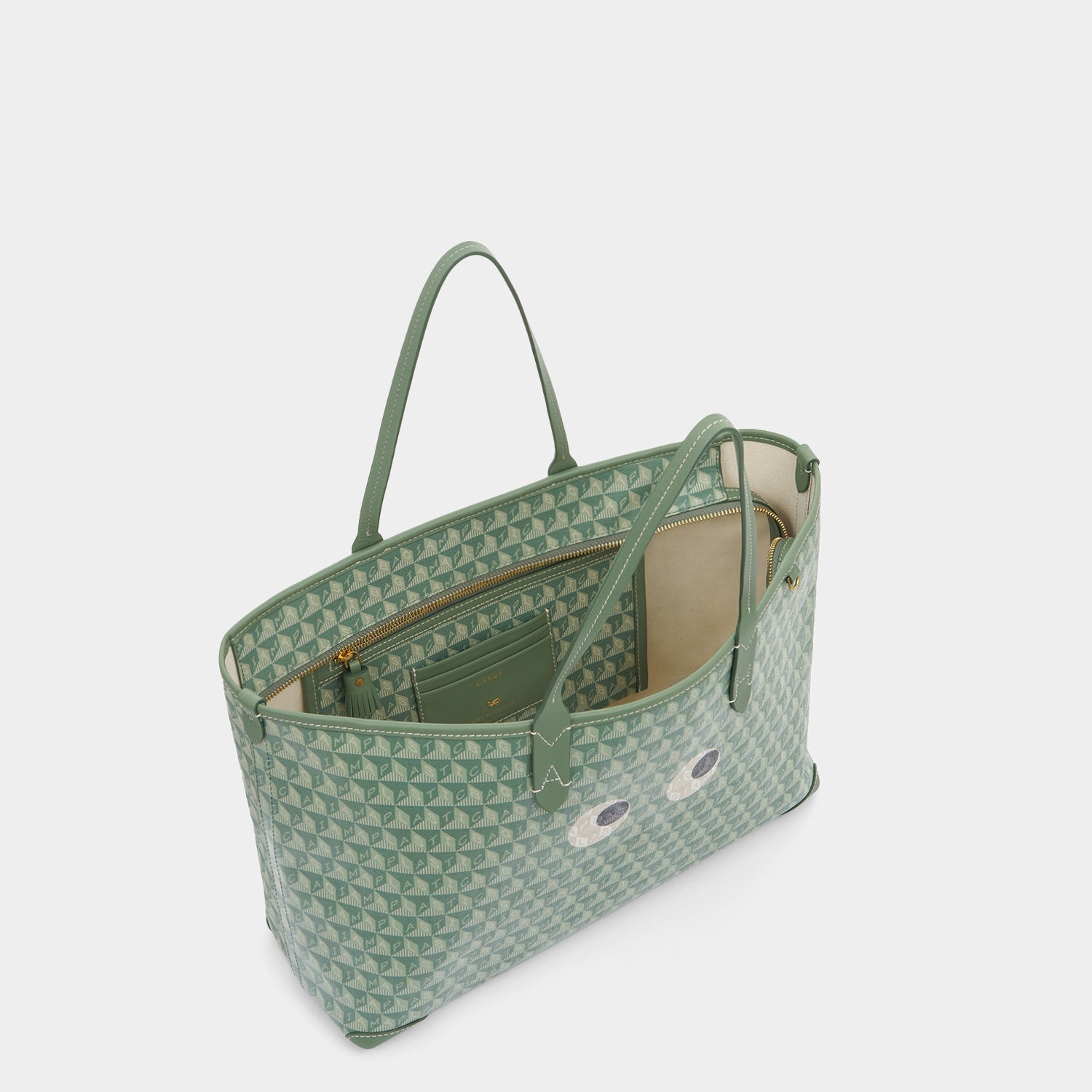 I Am A Plastic Bag Small Eyes Zipped Tote -

          
            Recycled Canvas in Moss -
          

          Anya Hindmarch US
