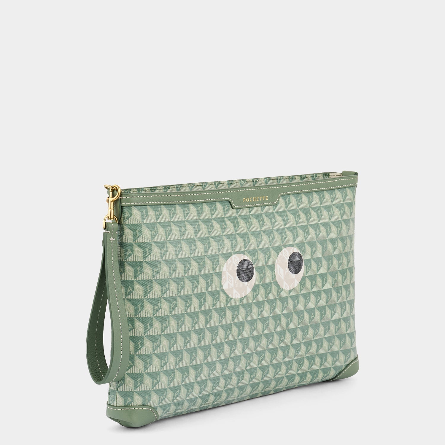 I am A Plastic Bag Eyes Pochette -

          
            Recycled Canvas in Moss -
          

          Anya Hindmarch US
