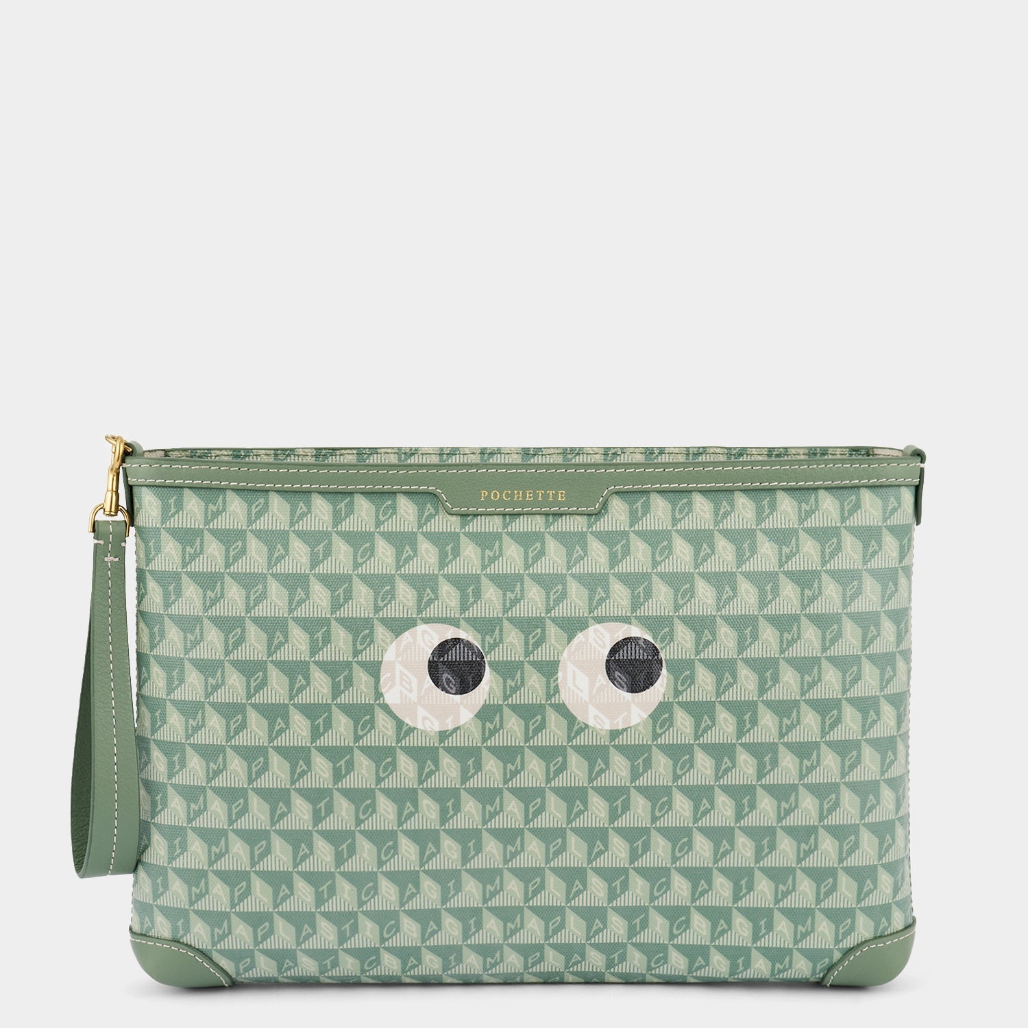 I am A Plastic Bag Eyes Pochette -

          
            Recycled Canvas in Moss -
          

          Anya Hindmarch US
