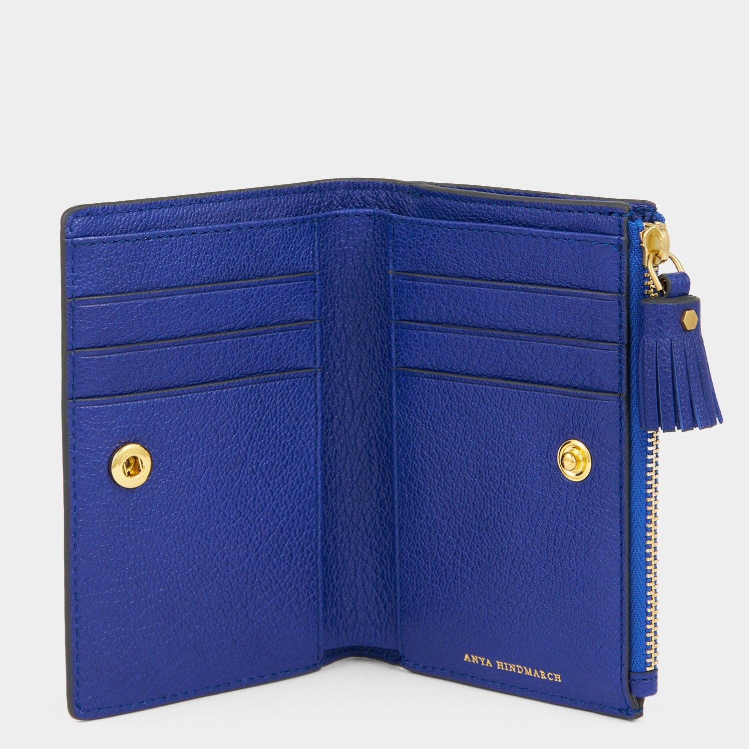 Anya Brands Crunch Folding Wallet -

          
            Capra Leather in Metallic Dark Blue -
          

          Anya Hindmarch US
