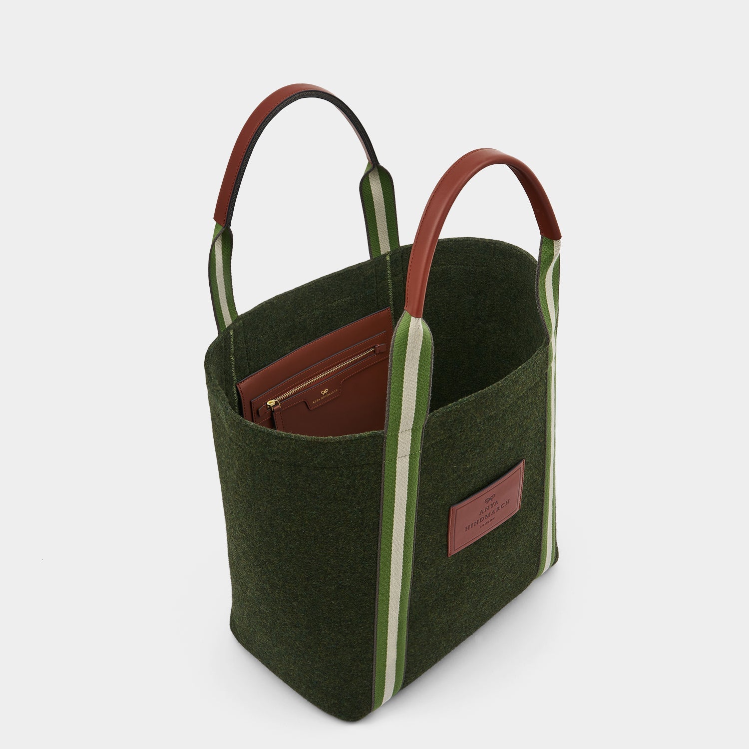 Pont Tote -

          
            Wool Felt in Dark Moss -
          

          Anya Hindmarch US
