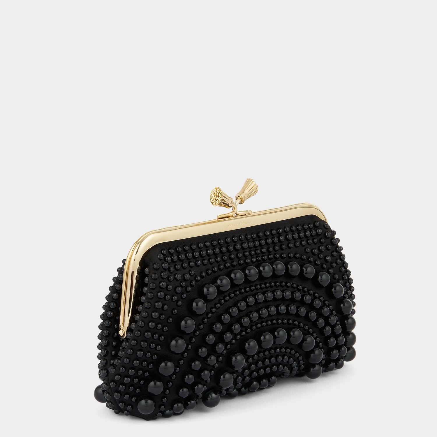 Maud Pearl Tassel Clutch -

          
            Beads/Satin in Black -
          

          Anya Hindmarch US
