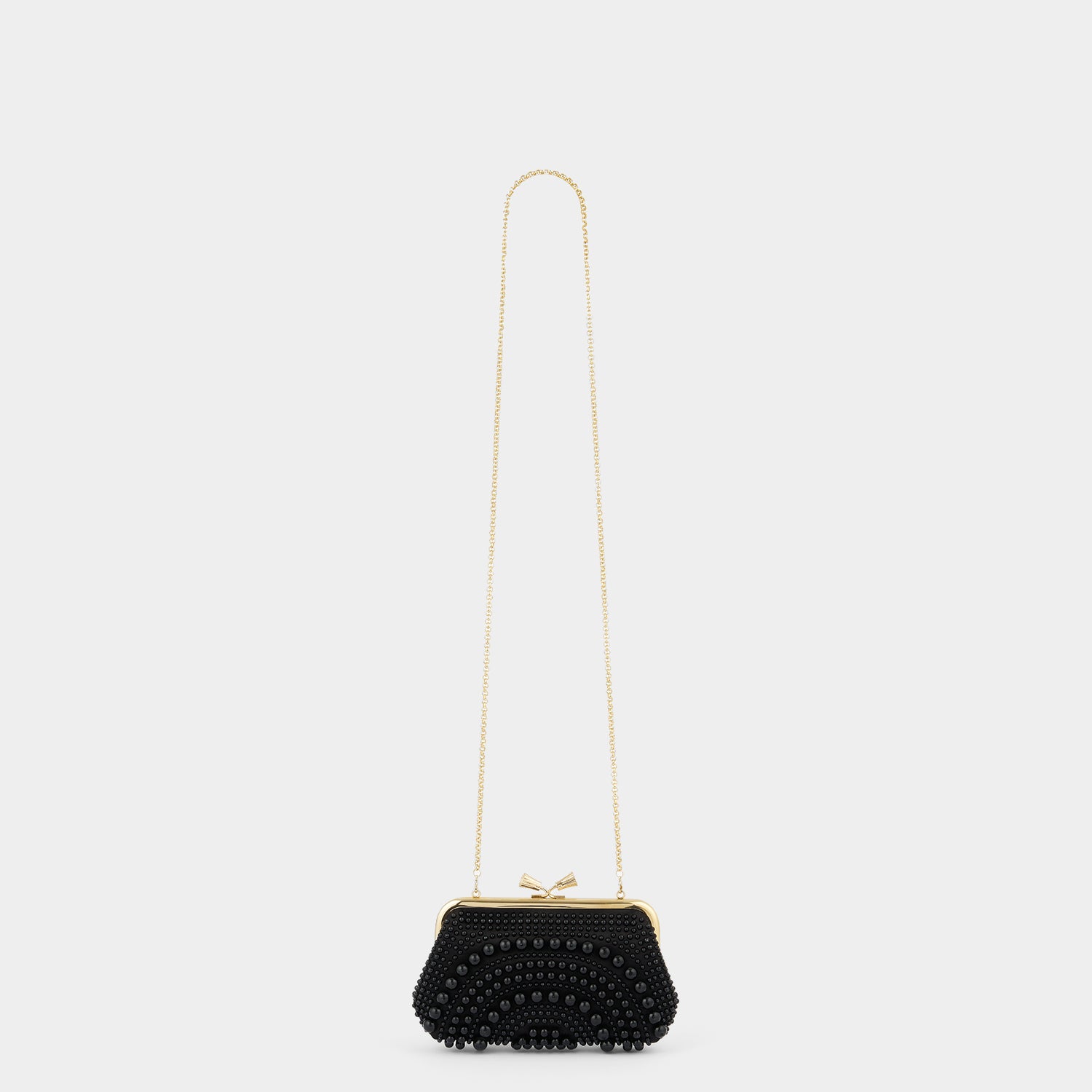 Maud Pearl Tassel Clutch -

          
            Beads/Satin in Black -
          

          Anya Hindmarch US
