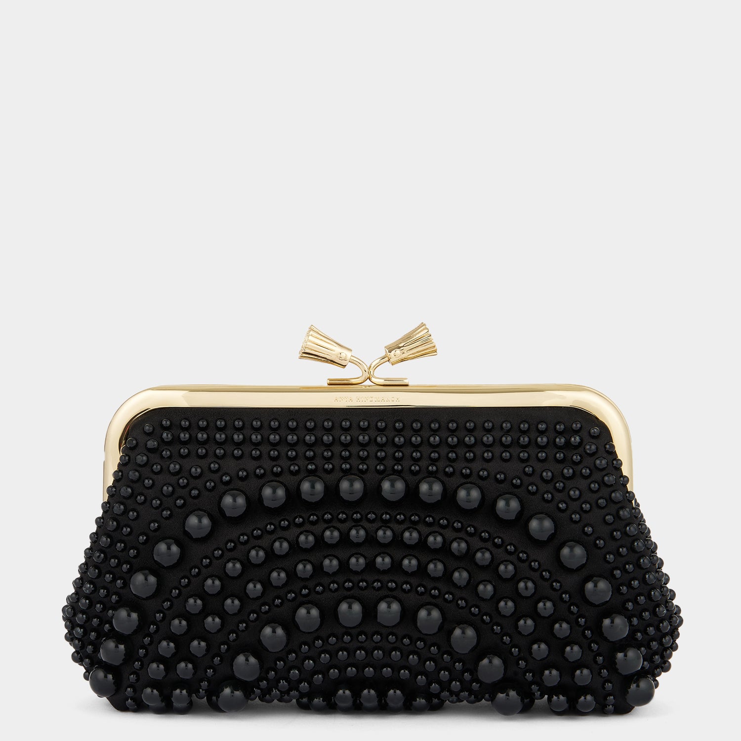 Maud Pearl Tassel Clutch -

          
            Beads/Satin in Black -
          

          Anya Hindmarch US
