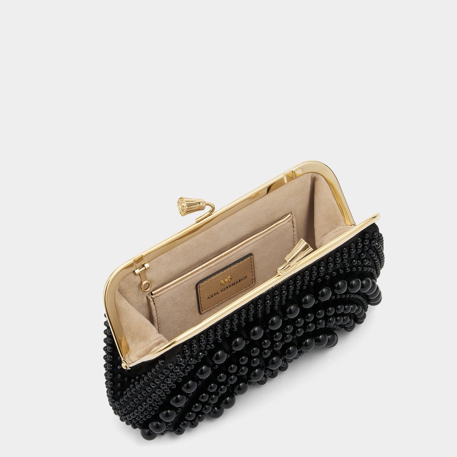 Maud Pearl Tassel Clutch -

          
            Beads/Satin in Black -
          

          Anya Hindmarch US
