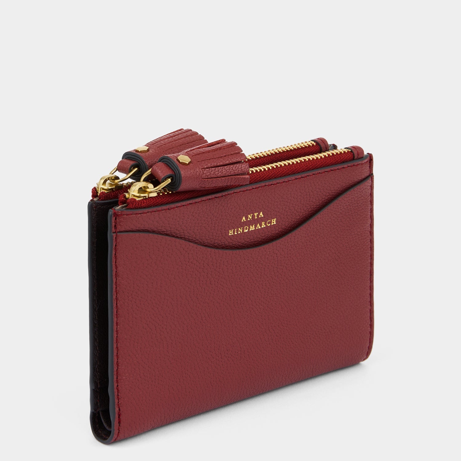 Peeping Eyes Small Double Zip Wallet -

          
            Capra Leather Damson -
          

          Anya Hindmarch US
