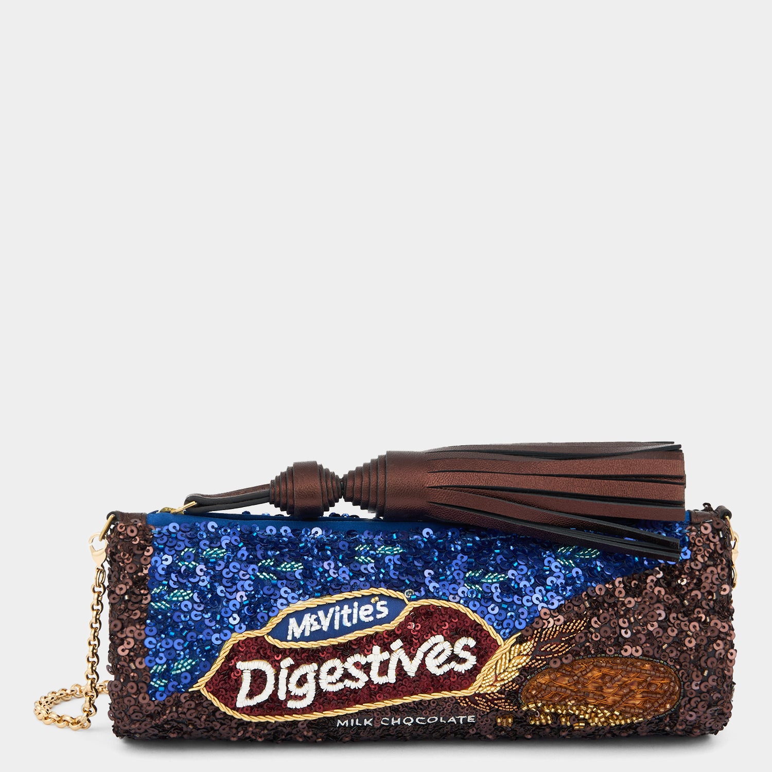 Anya Brands McVitie’s Chocolate Digestive Tassel Clutch -

          
            Beads/Sequins in Hazelnut -
          

          Anya Hindmarch US
