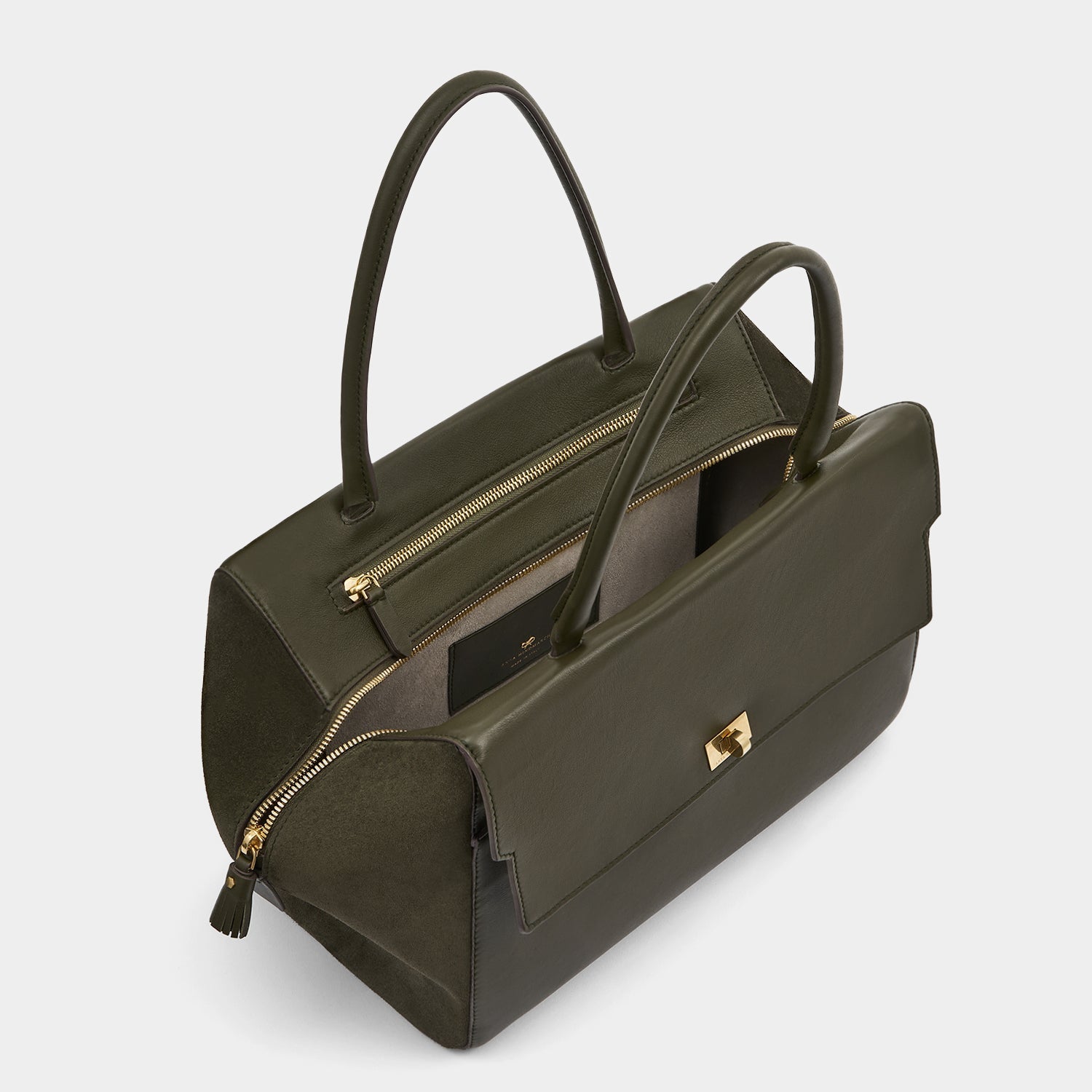 Seaton Top Handle -

          
            Calf Leather/Suede in Khaki -
          

          Anya Hindmarch US
