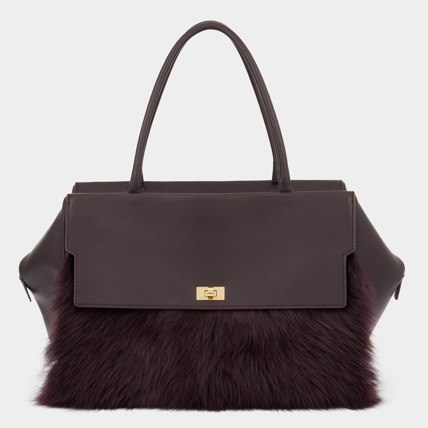 Seaton Top Handle -

          
            Calf Leather/Shearling in Burgundy -
          

          Anya Hindmarch US
