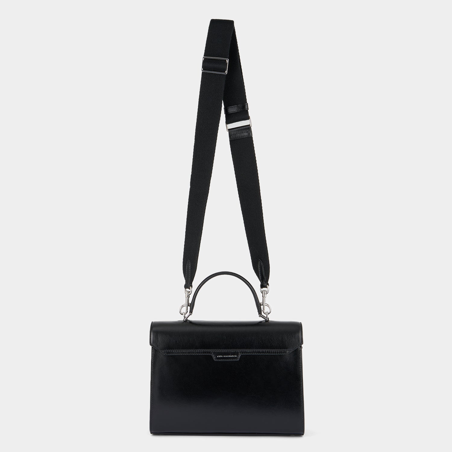 Mortimer Top Handle -

          
            Calf Leather in Glossy Black -
          

          Anya Hindmarch US
