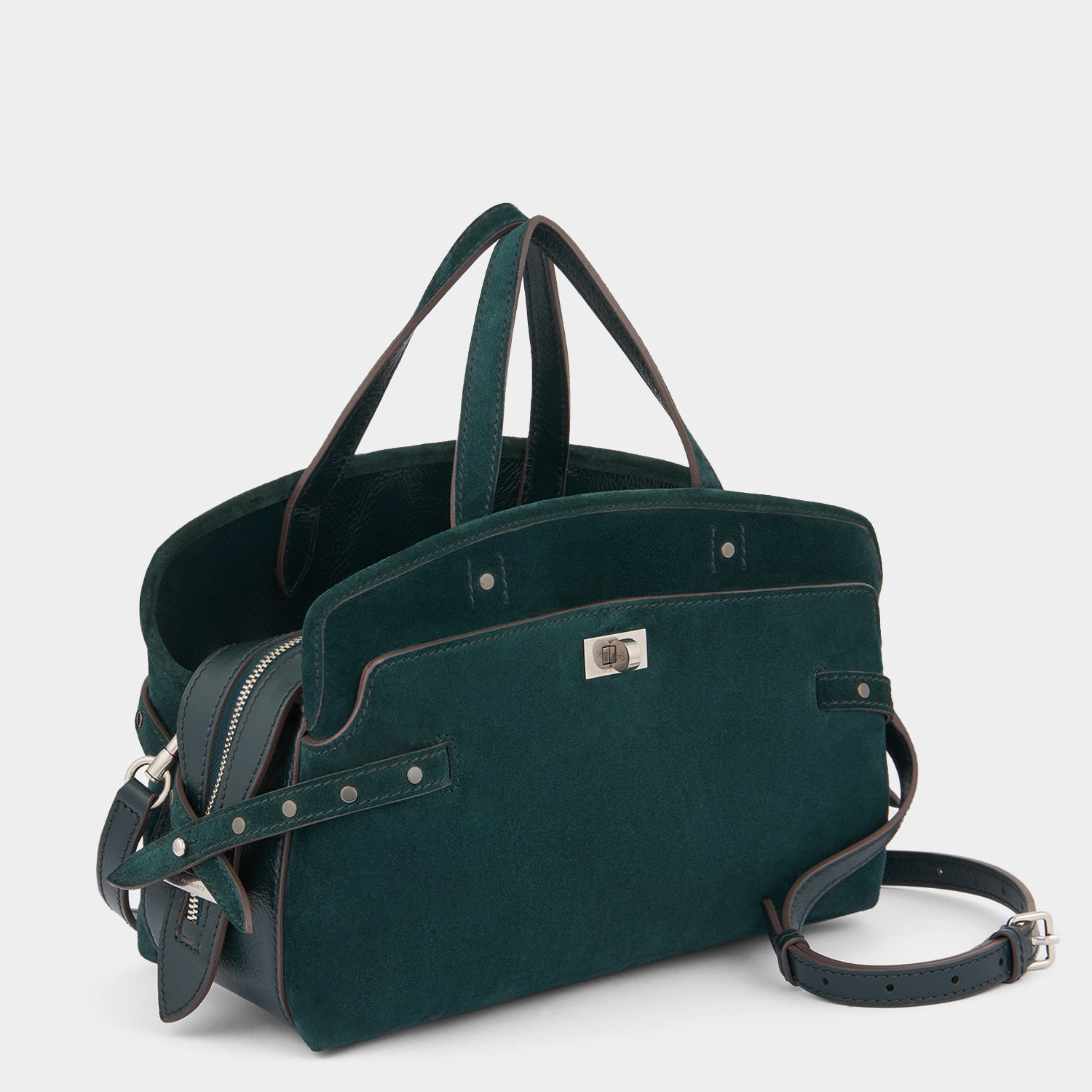 Wilson Cross-body with Studs -

          
            Suede/Calf Leather in Ink Green -
          

          Anya Hindmarch US
