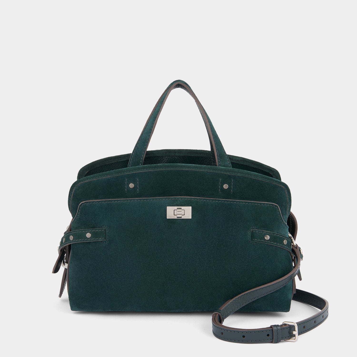 Wilson Cross-body with Studs -

          
            Suede/Calf Leather in Ink Green -
          

          Anya Hindmarch US
