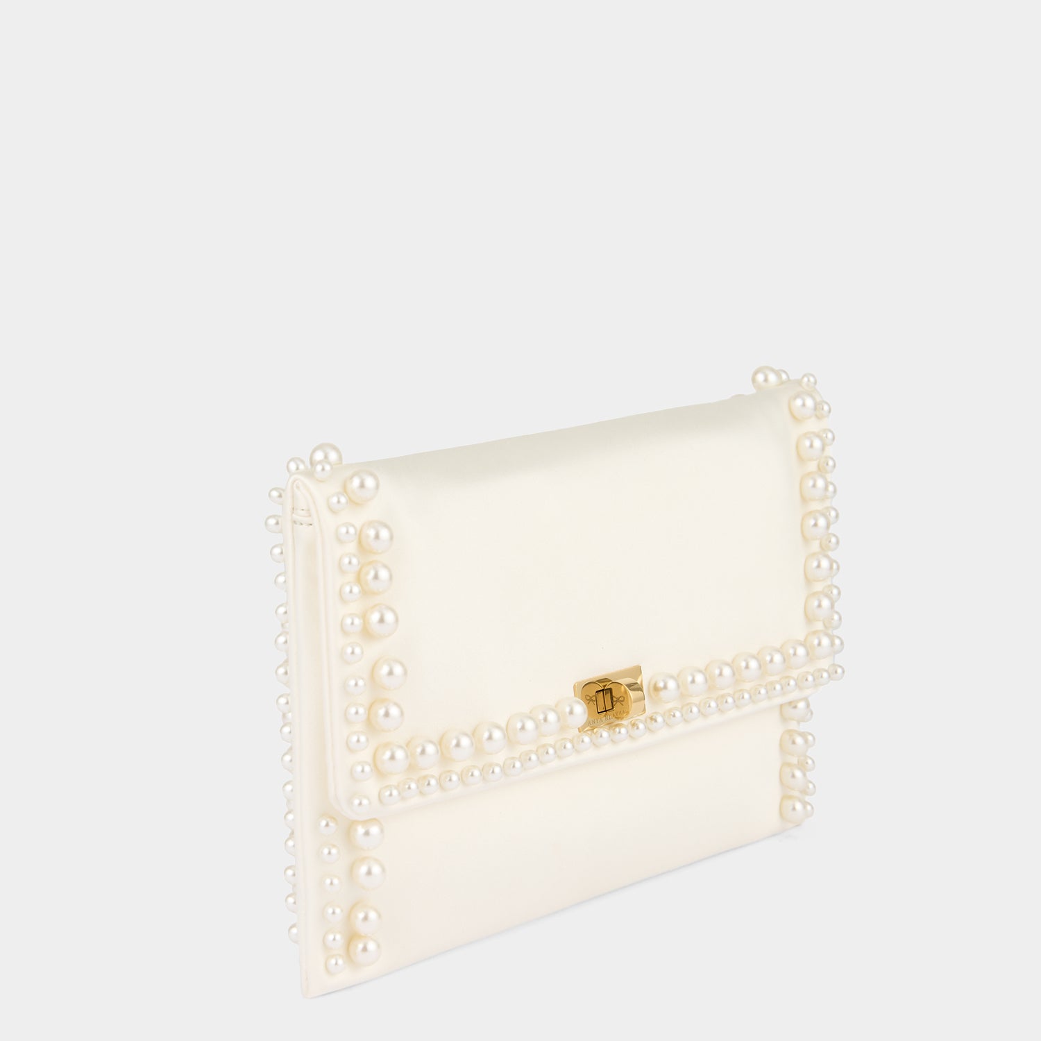 Valorie Pearls Clutch -

          
            Satin/Suede Leather in Ivory -
          

          Anya Hindmarch US
