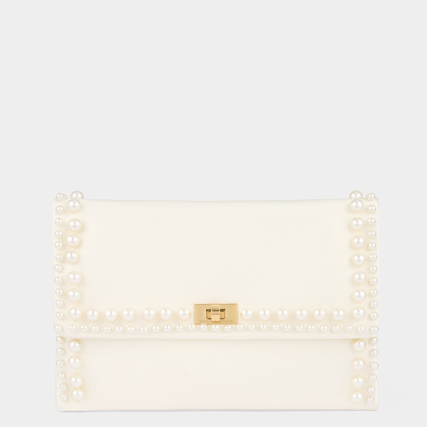 Valorie Pearls Clutch -

          
            Satin/Suede Leather in Ivory -
          

          Anya Hindmarch US
