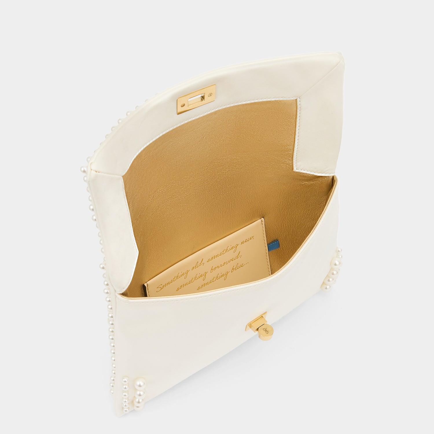 Valorie Pearls Clutch -

          
            Satin/Suede Leather in Ivory -
          

          Anya Hindmarch US
