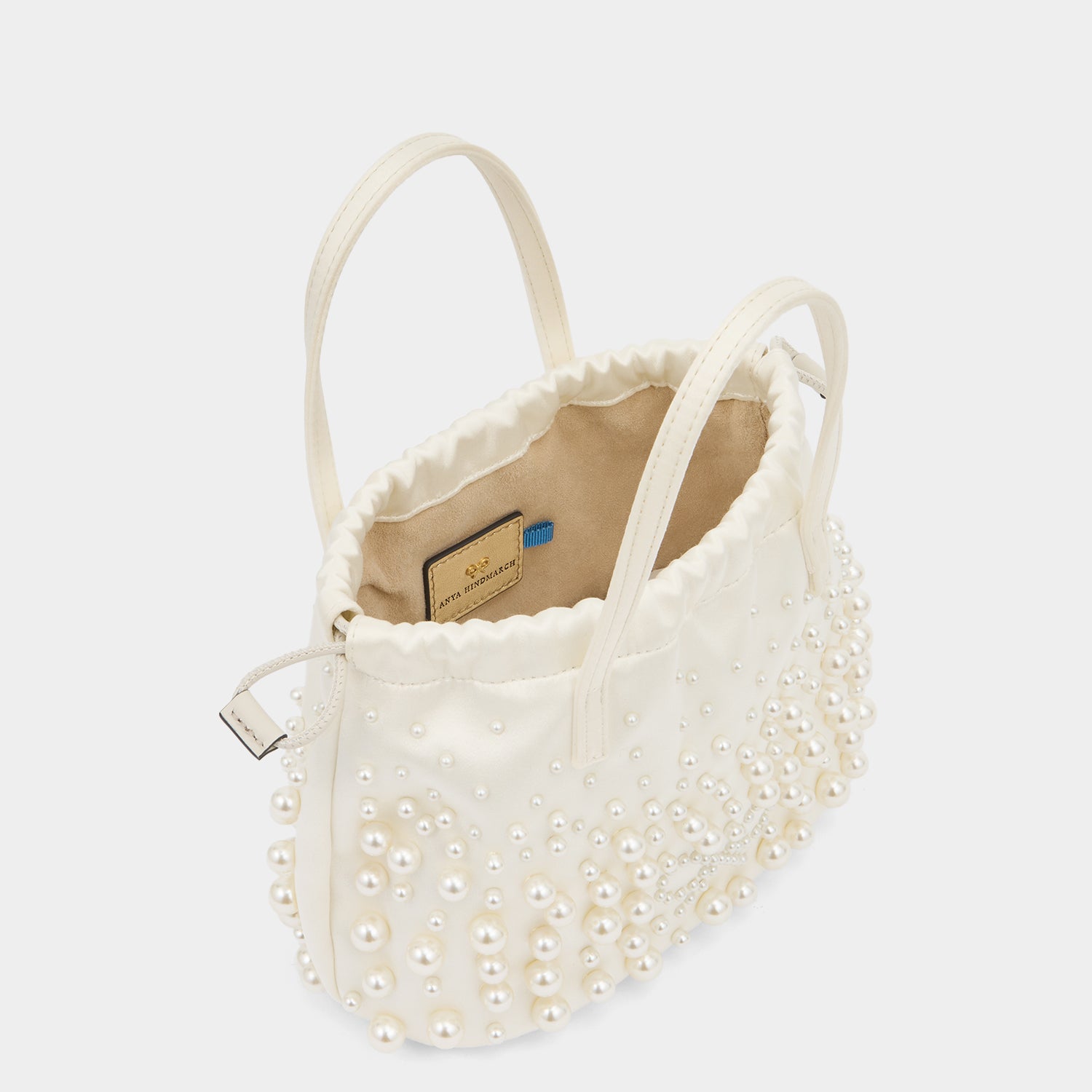 Pearls Drawstring Pouch -

          
            Satin/Suede Leather in Ivory -
          

          Anya Hindmarch US
