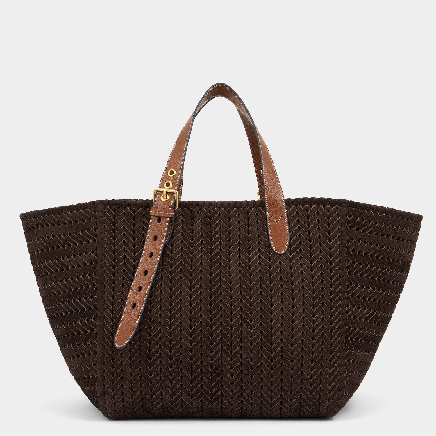 Neeson Square Tote -

          
            Suede Leather in Truffle -
          

          Anya Hindmarch US
