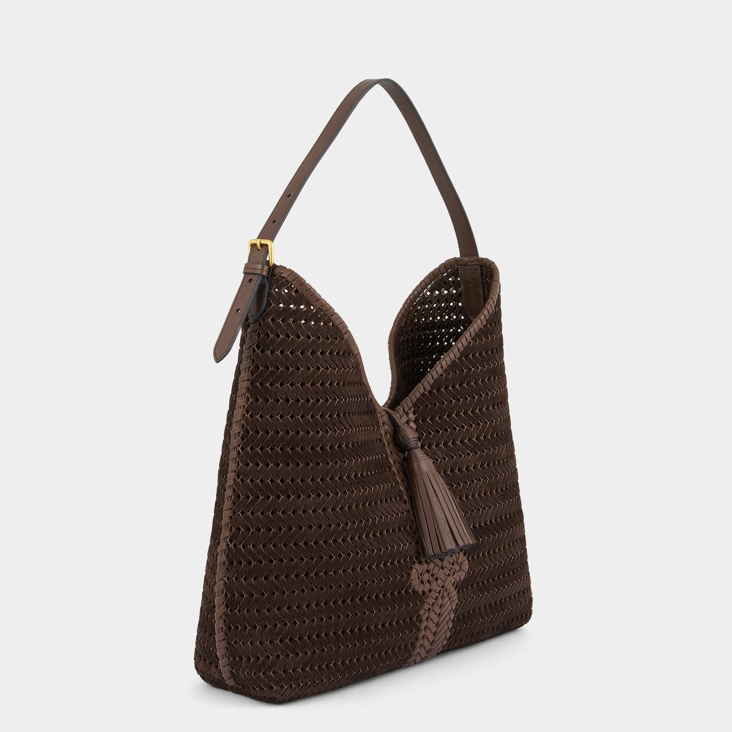 Neeson Tassel Hobo Bag -

          
            Suede Leather in Truffle -
          

          Anya Hindmarch US
