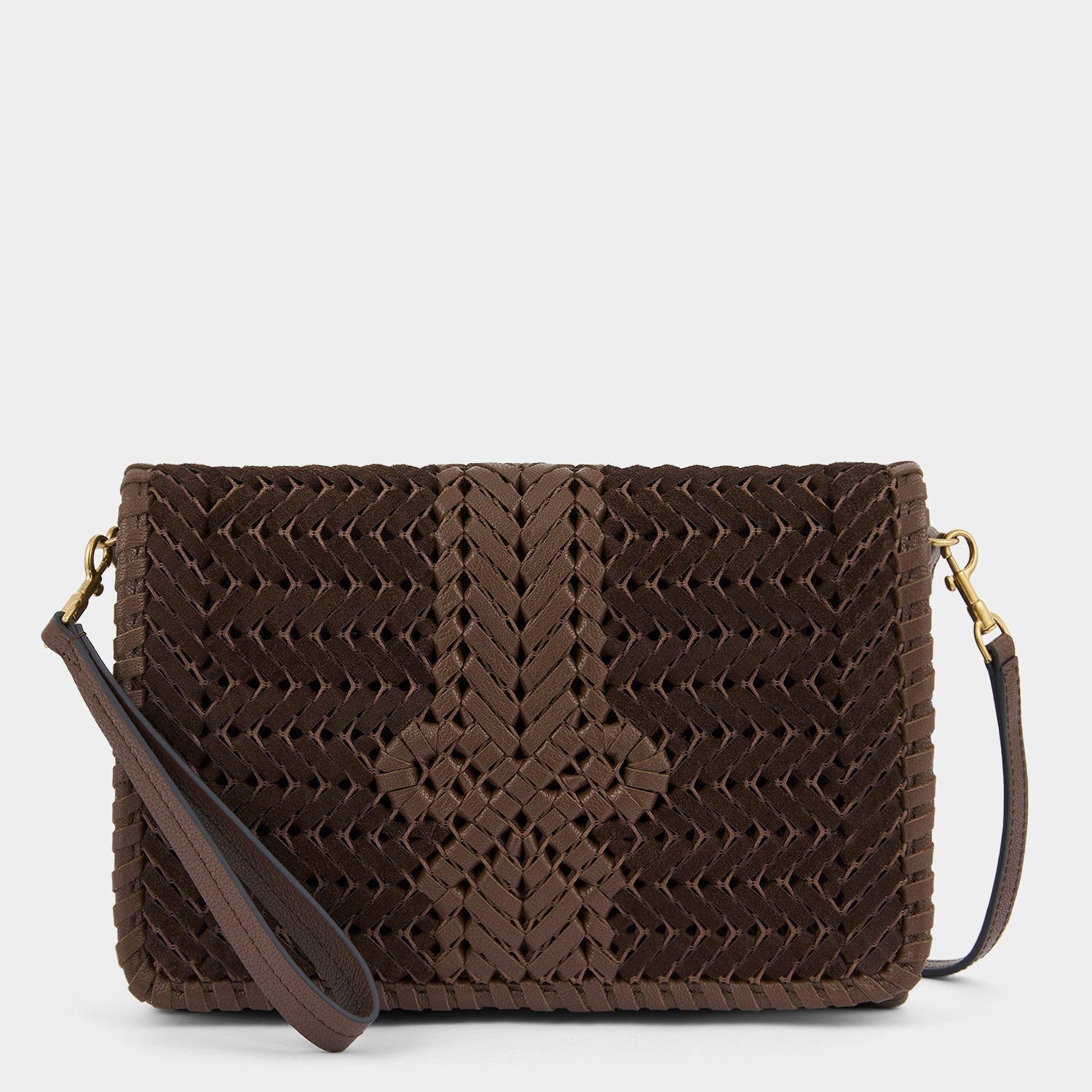 Neeson Cross-body -

          
            Suede Leather in Truffle -
          

          Anya Hindmarch US
