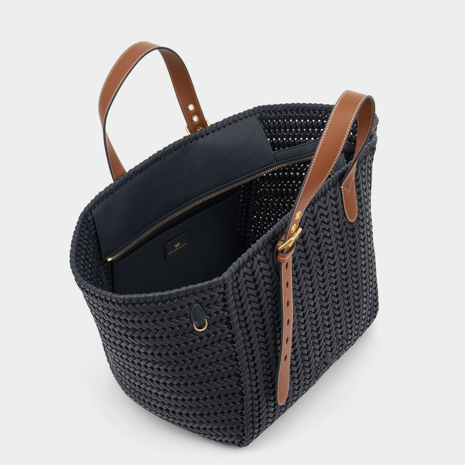 Neeson Square Tote -

          
            Capra Leather in Marine -
          

          Anya Hindmarch US
