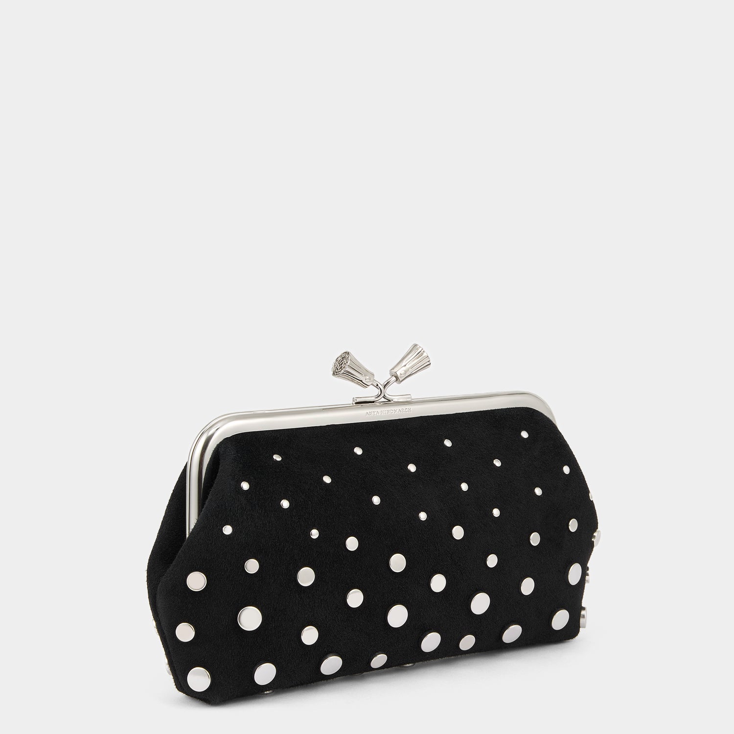 Maud Tassel Clutch with Studs -

          
            Suede Leather in Black -
          

          Anya Hindmarch US
